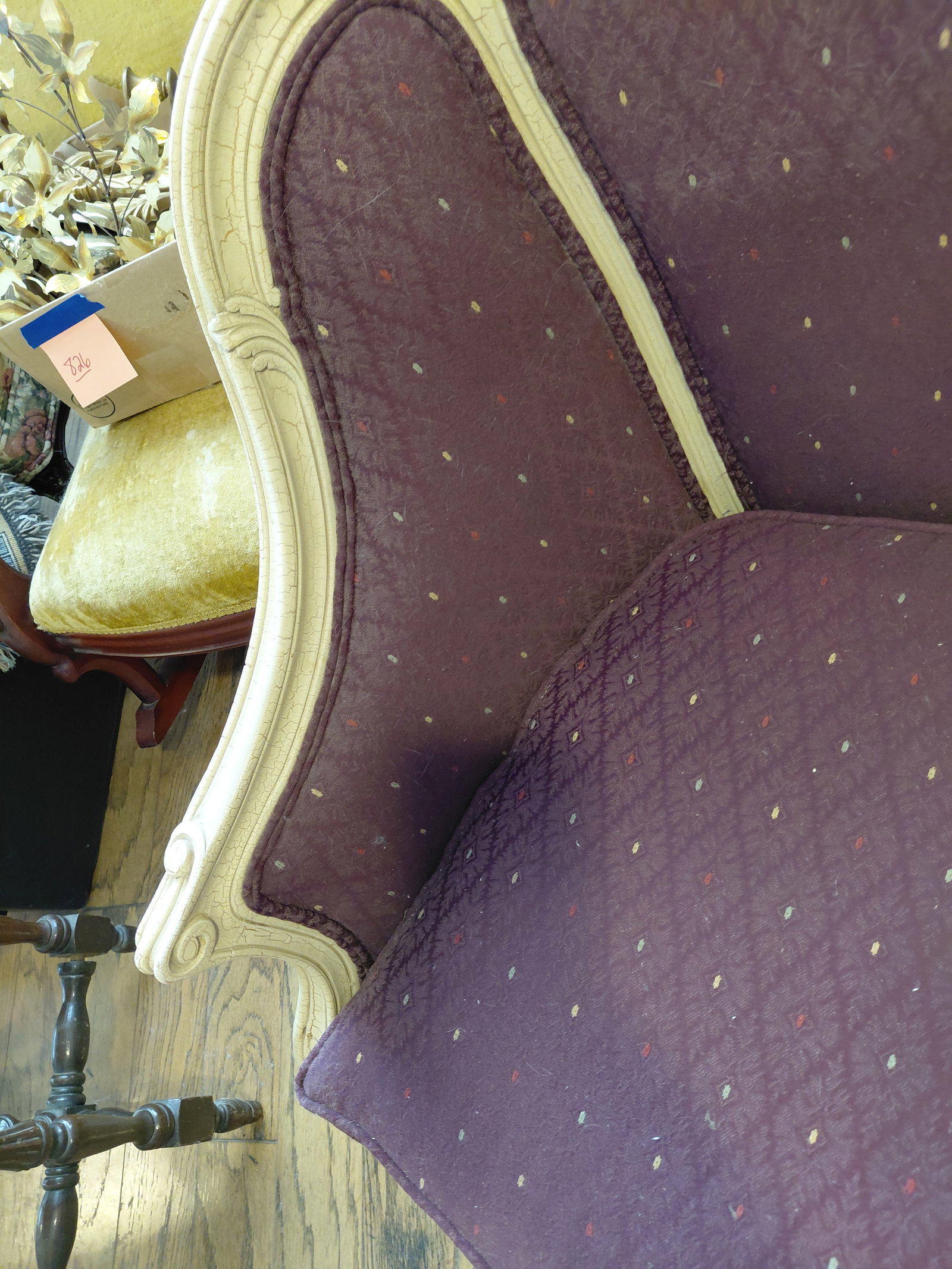 Contemporary French Style Parlor Chair / Distressed Finish / As seen - 5