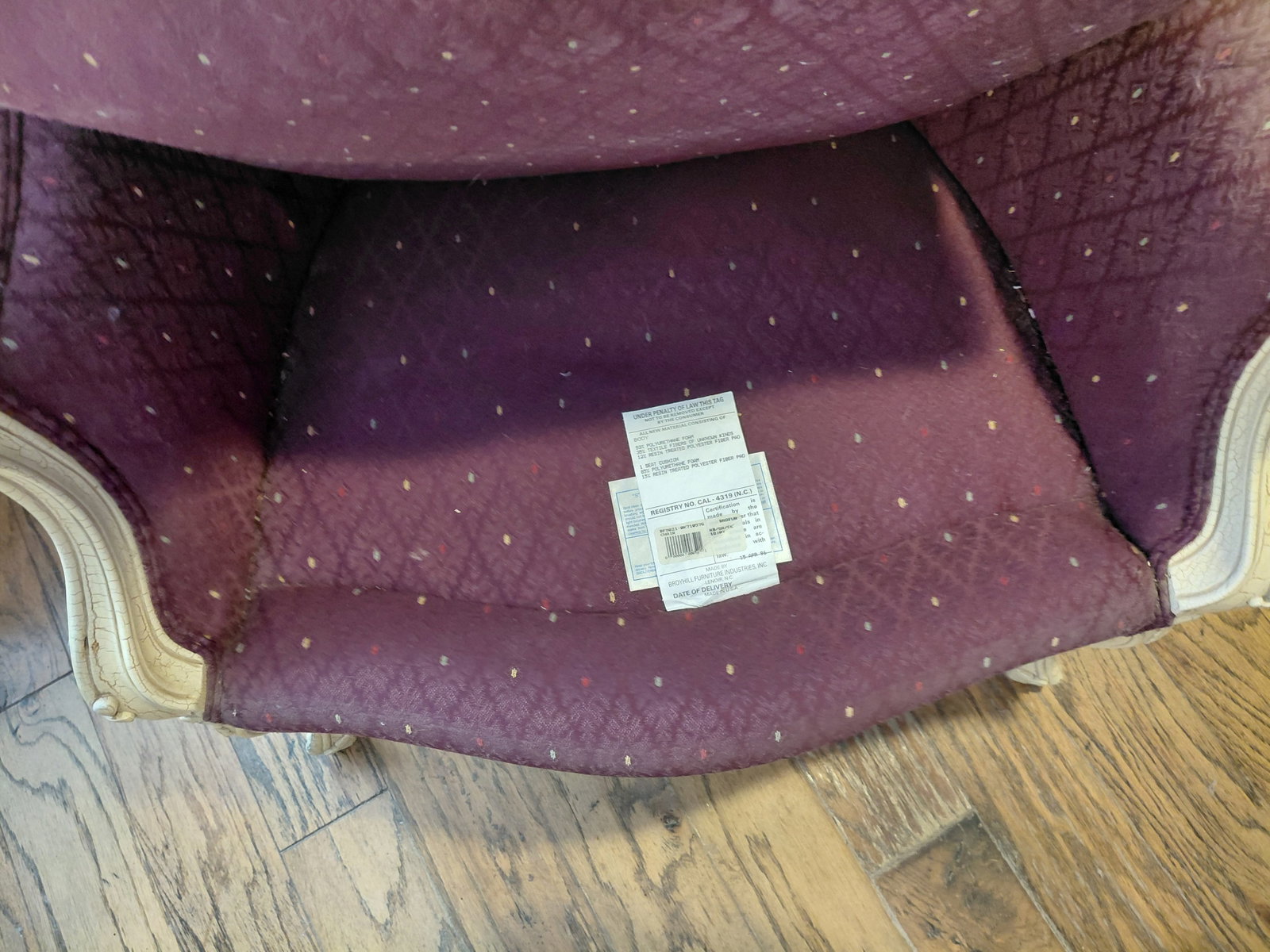 Contemporary French Style Parlor Chair / Distressed Finish / As seen - 6