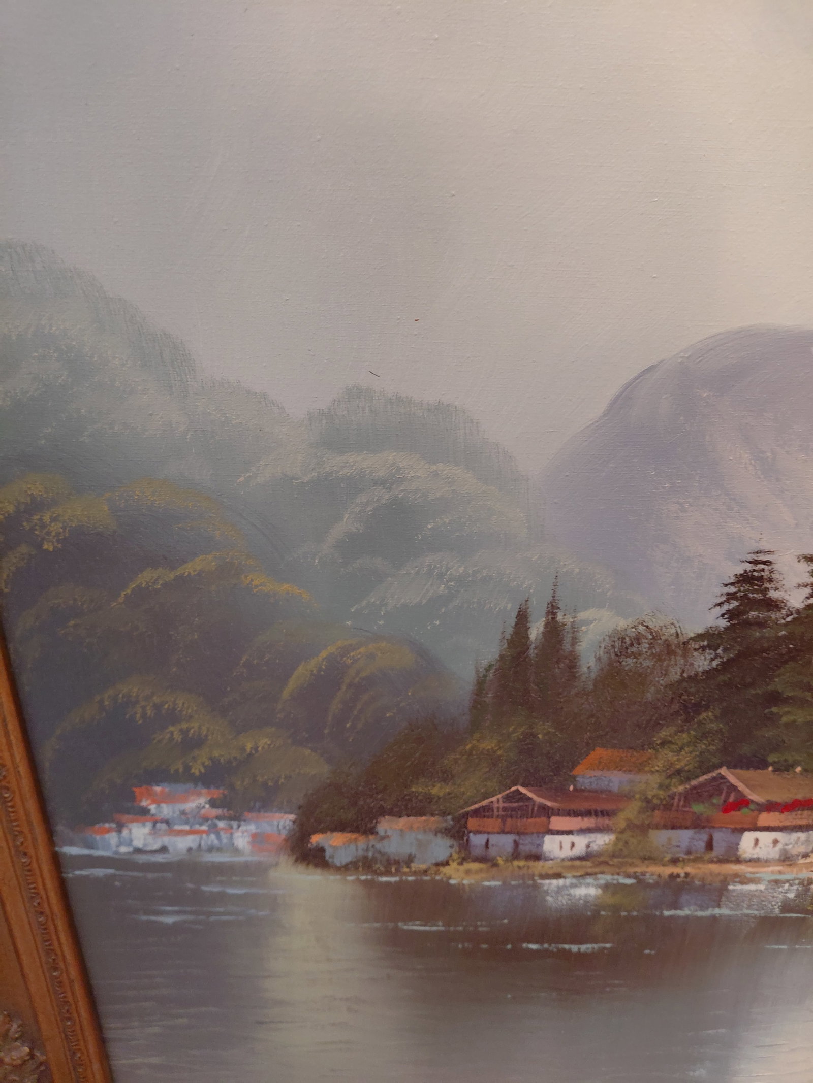 Large Vintage German Oil on Canvas Painting / Tegernsee Lake in Bavaria / Artist Signed - 5
