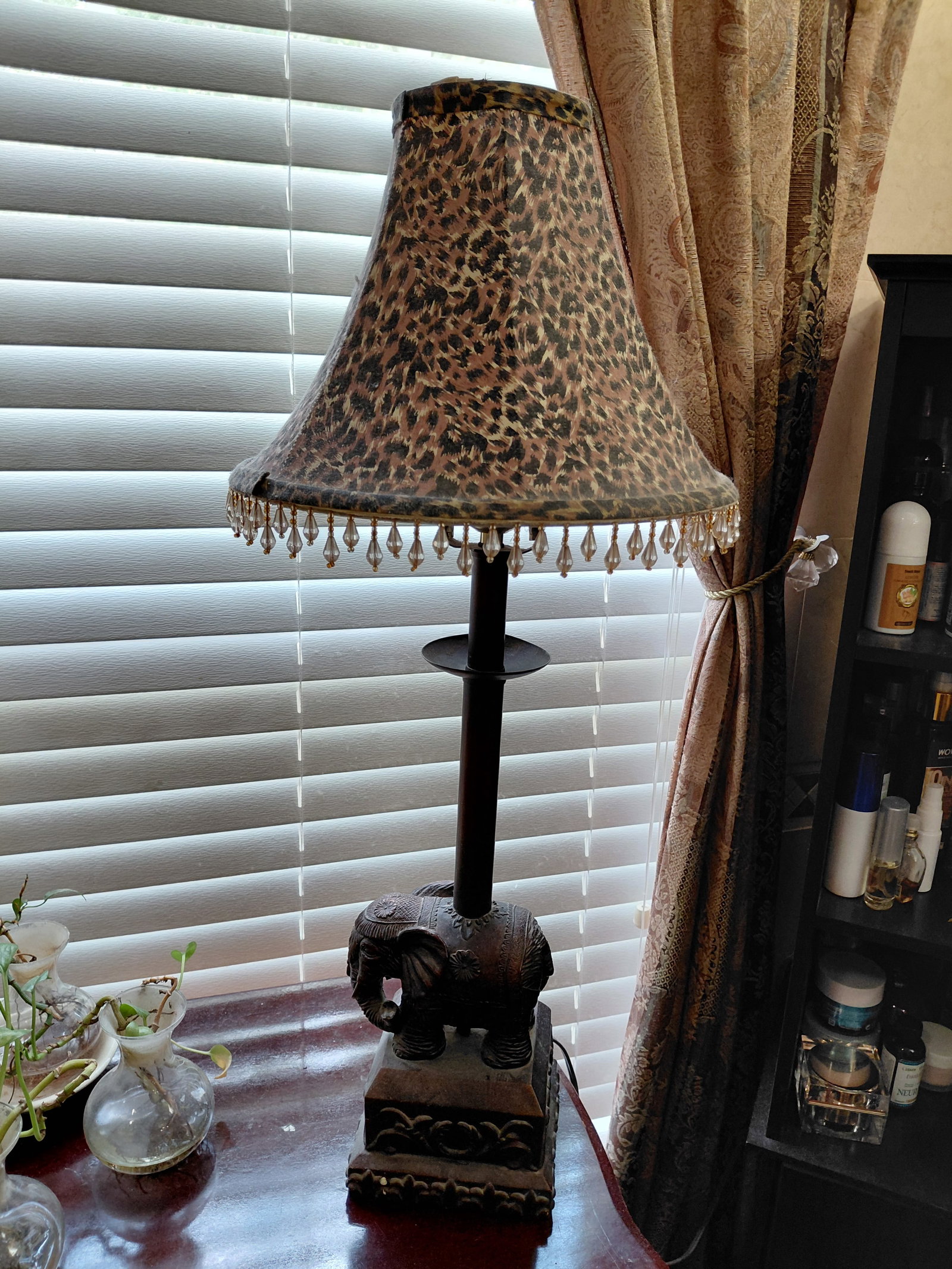 Elephant Lamp with Cheetah Print Shade: Elephant Lamp with Cheetah Print Shade