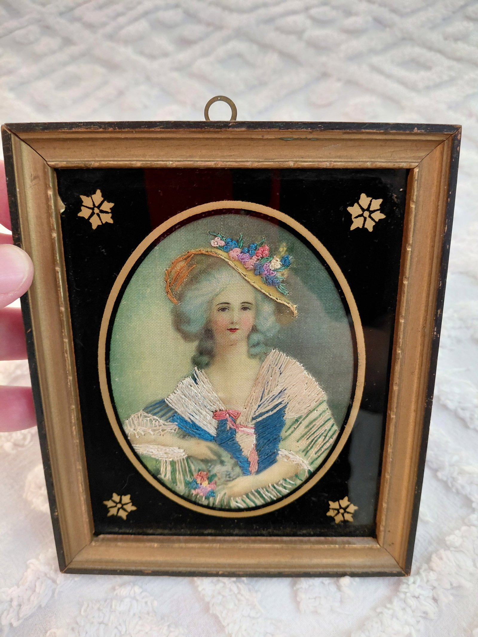 Vintage Needle Painted Portrait Elisabeth of France 1936 (1 of 4)