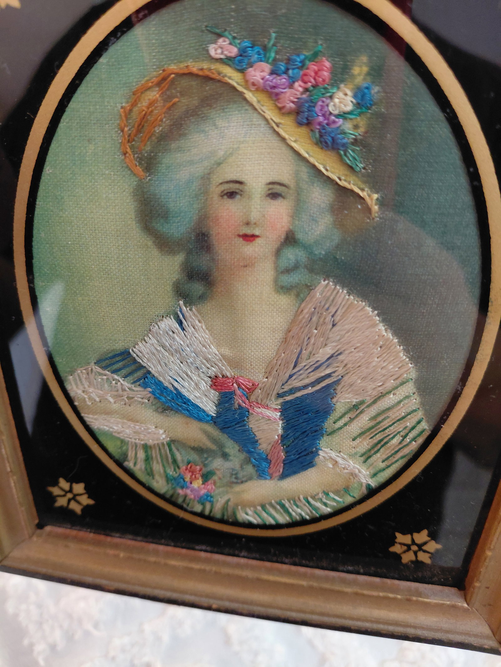 Vintage Needle Painted Portrait Elisabeth of France 1936 - 3