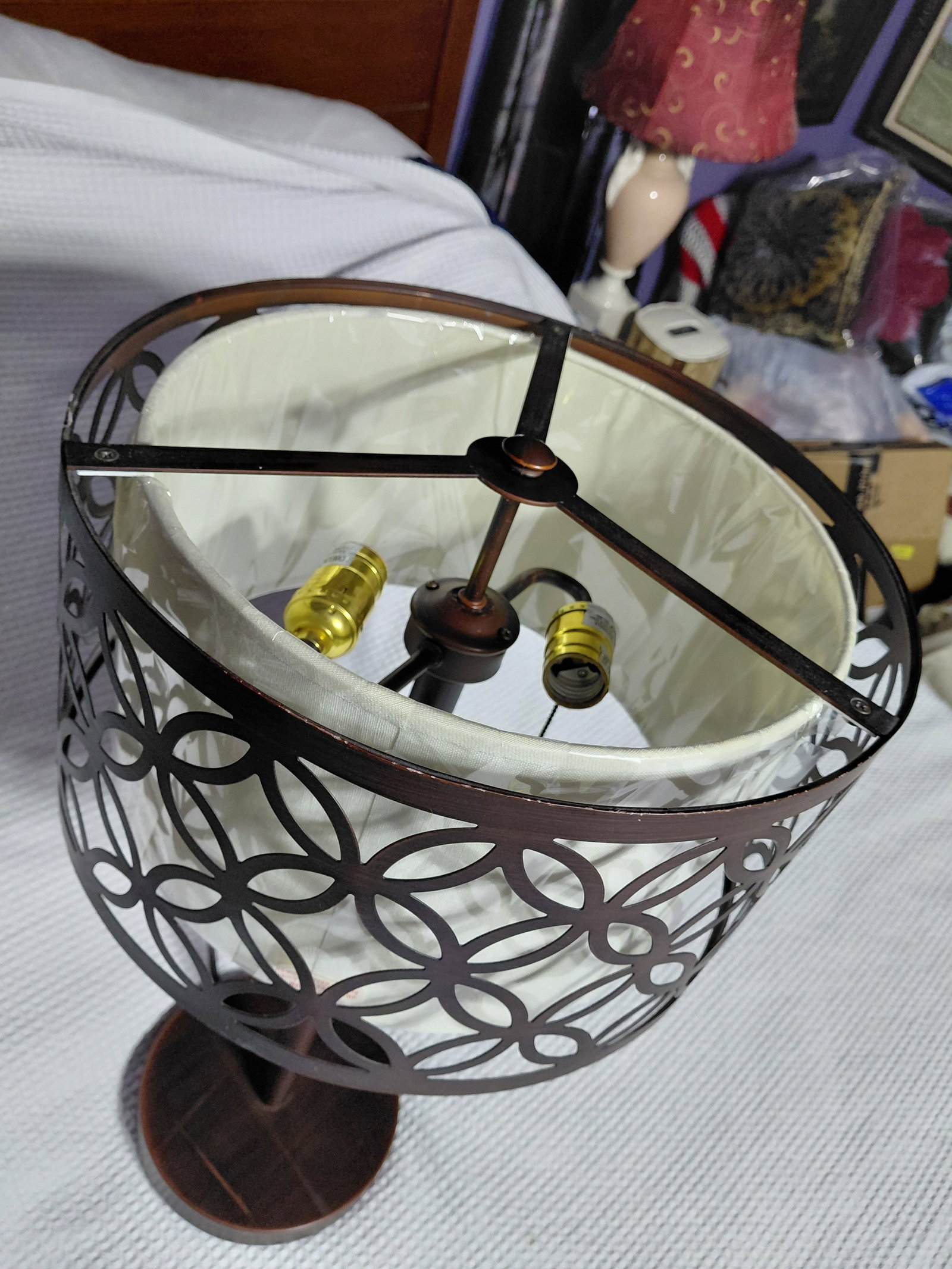 Unique Metal Lamp / Shade still has plastic cover on - 3