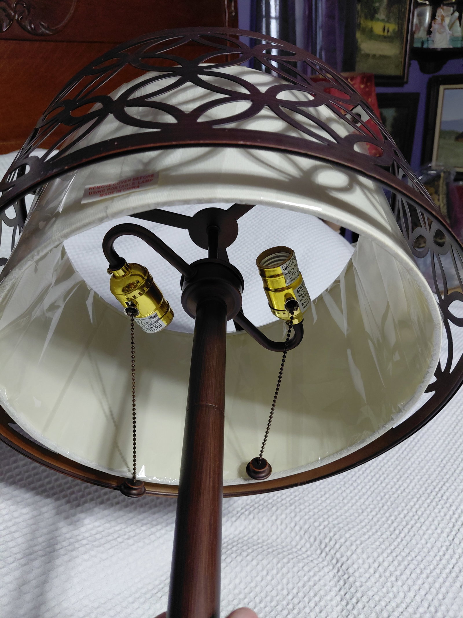 Unique Metal Lamp / Shade still has plastic cover on - 4