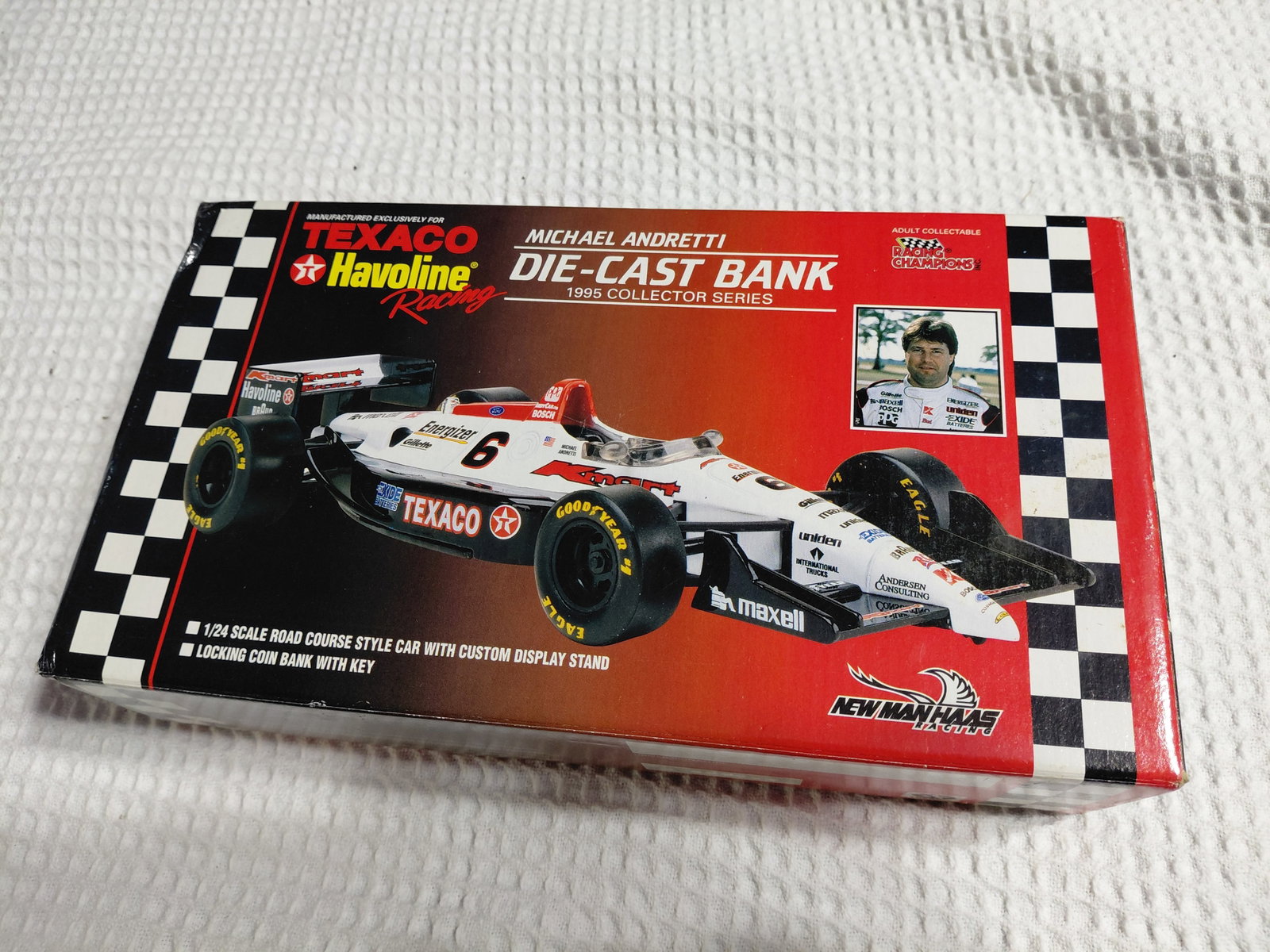 Michael Andretti Die Cast bank 1995 Texaco Havoline Racing / Original Box: Michael Andretti Die Cast bank 1995 Texaco Havoline Racing / Original Box
