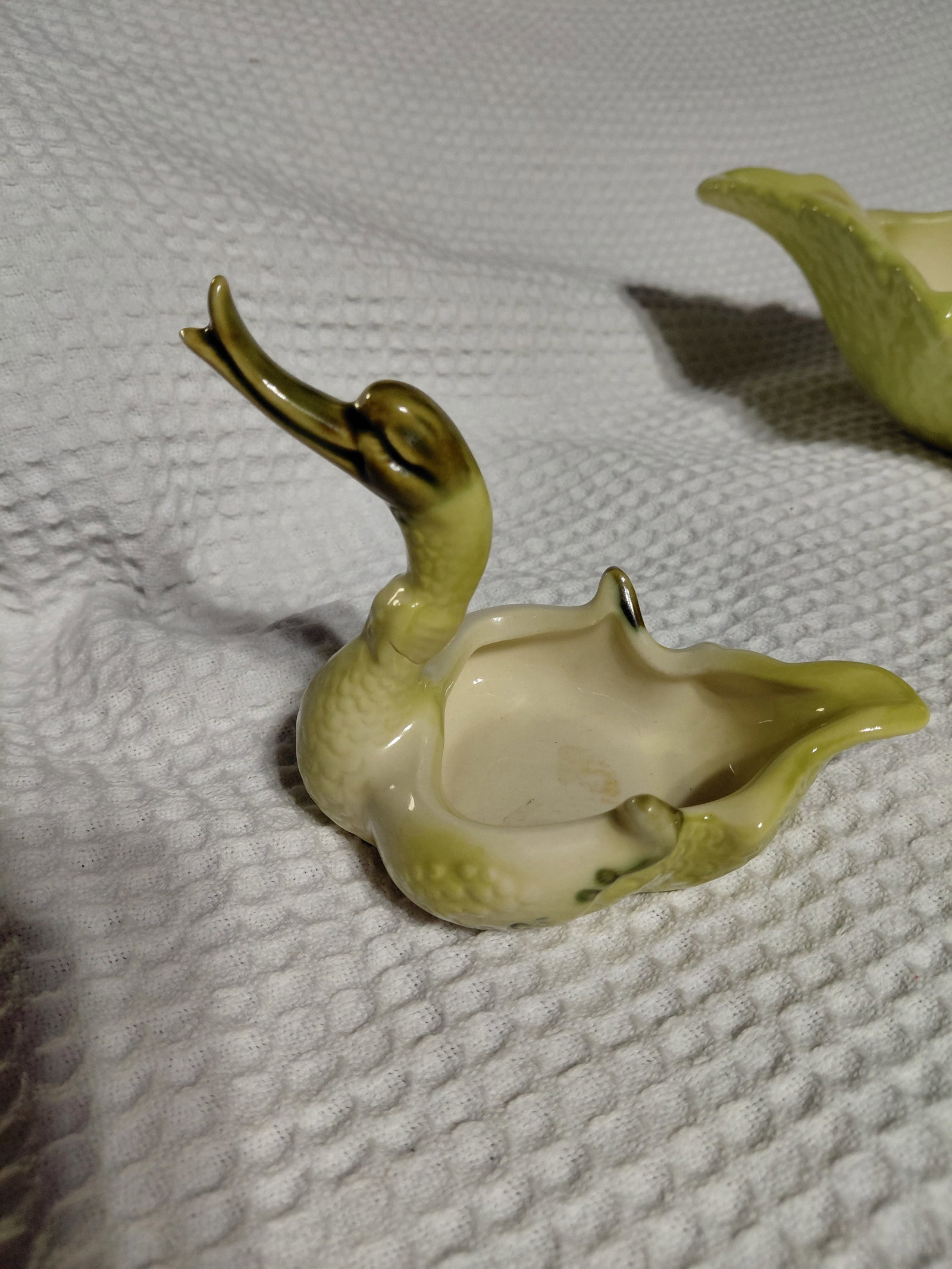 Unique Vintage Mid Century Set USA Pottery Swan and Babies Planter - 10