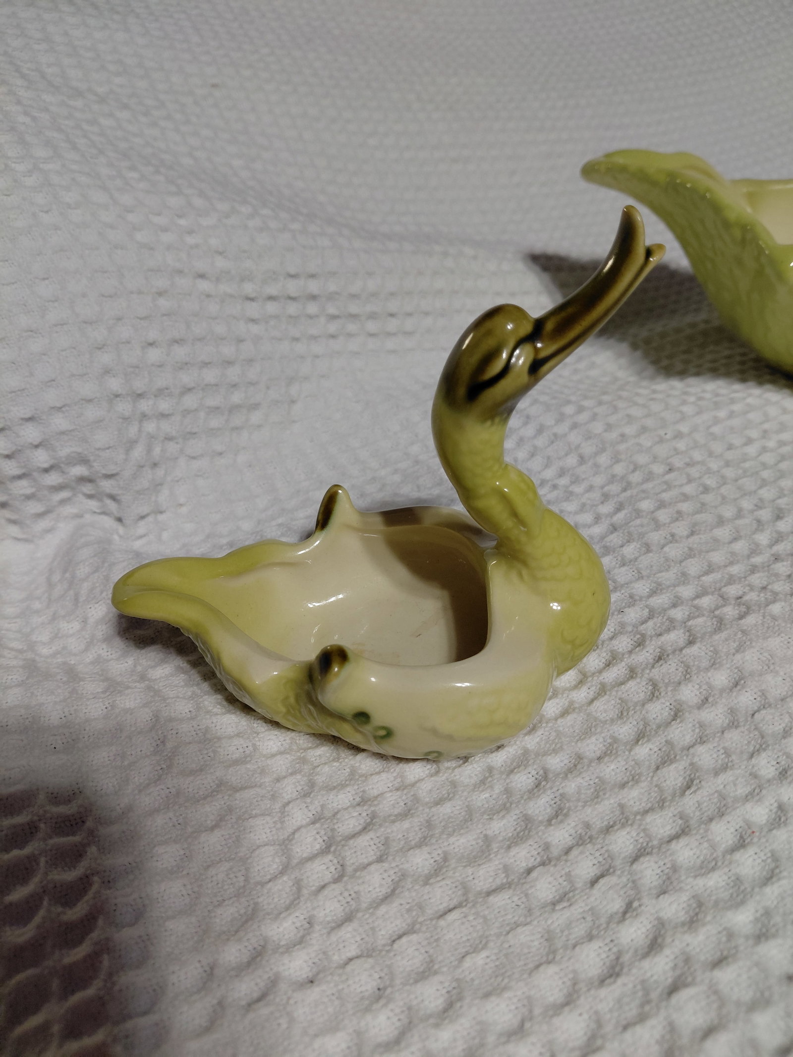 Unique Vintage Mid Century Set USA Pottery Swan and Babies Planter - 11