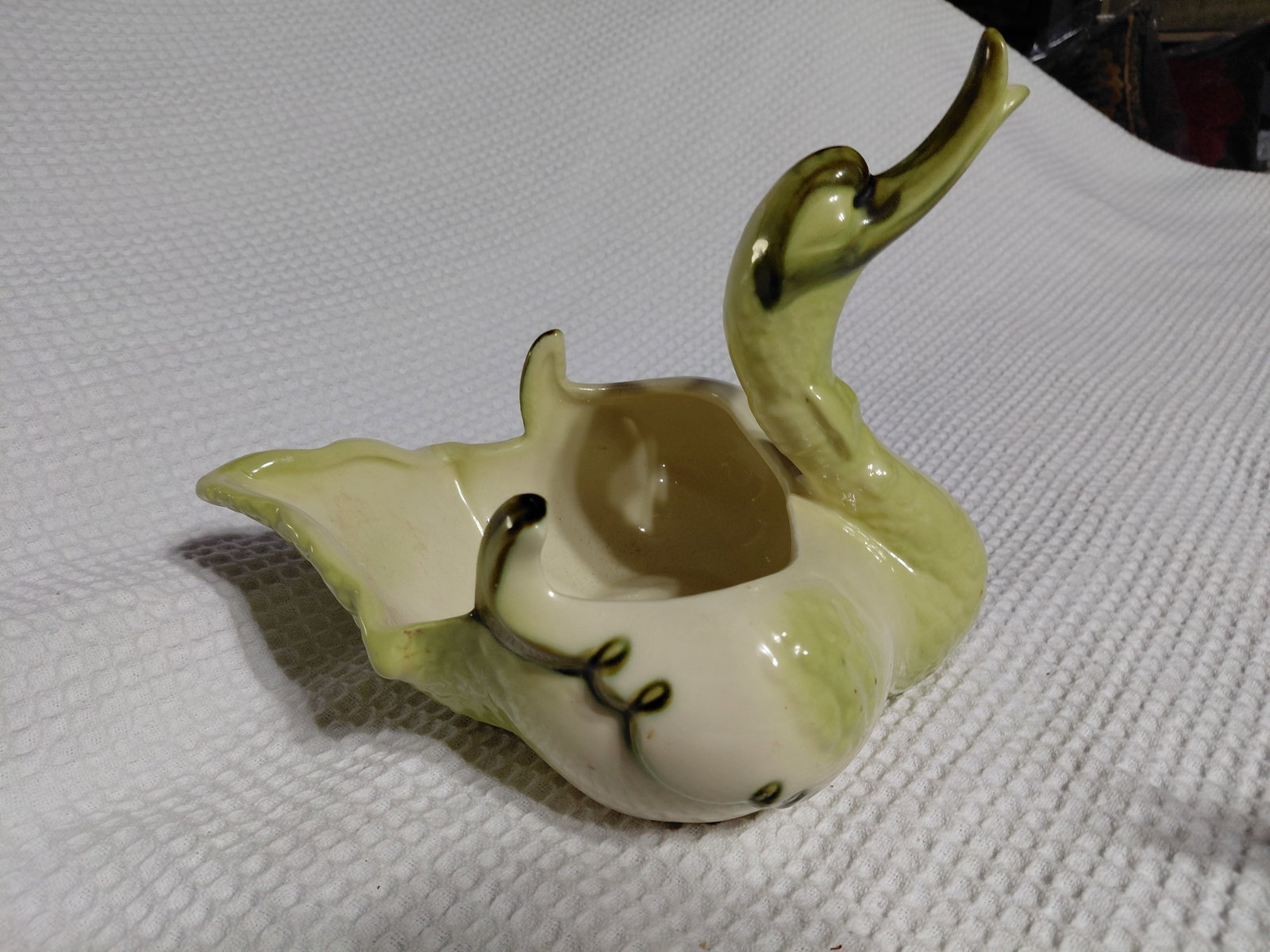 Unique Vintage Mid Century Set USA Pottery Swan and Babies Planter - 5