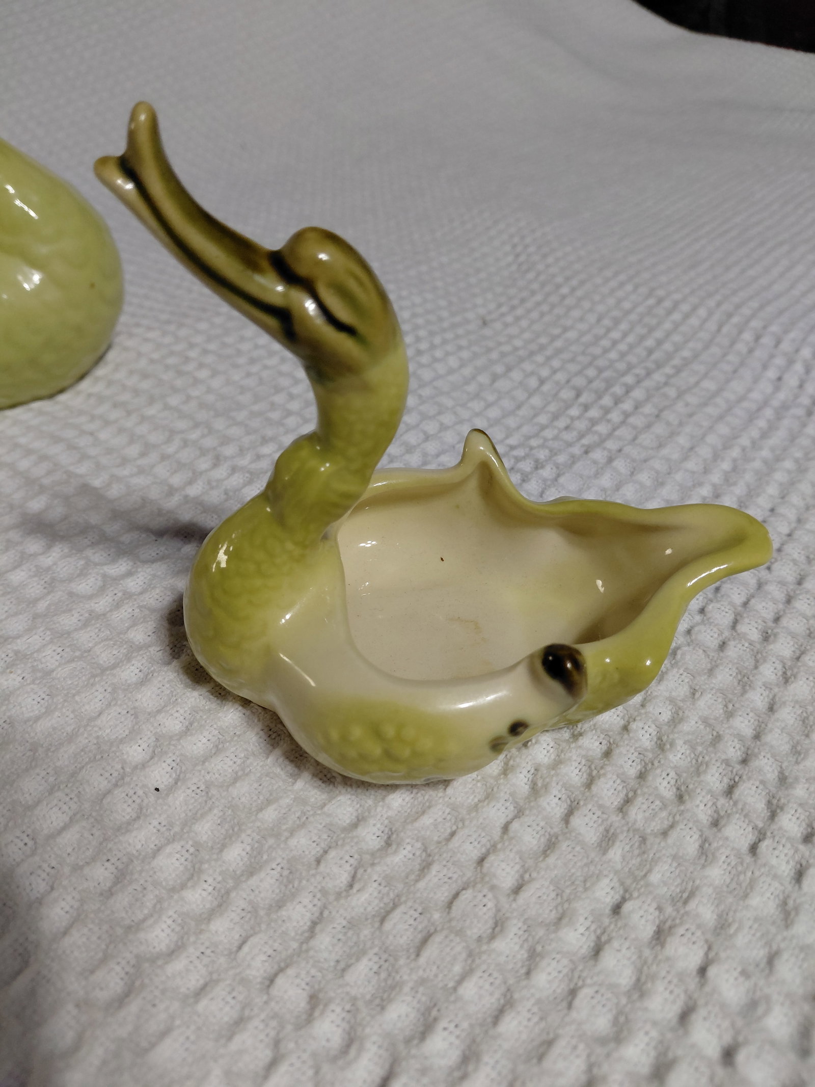 Unique Vintage Mid Century Set USA Pottery Swan and Babies Planter - 7