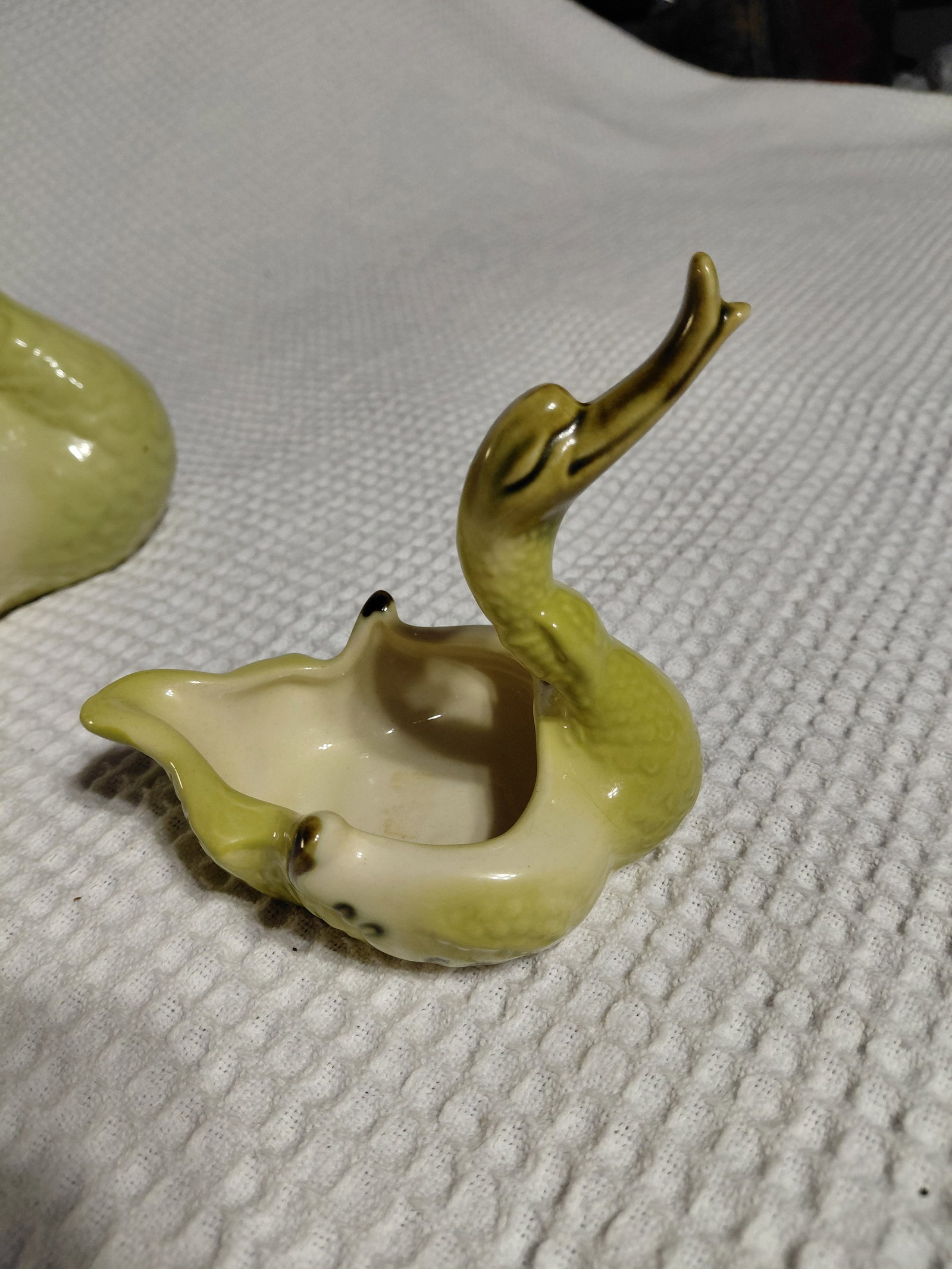 Unique Vintage Mid Century Set USA Pottery Swan and Babies Planter - 8