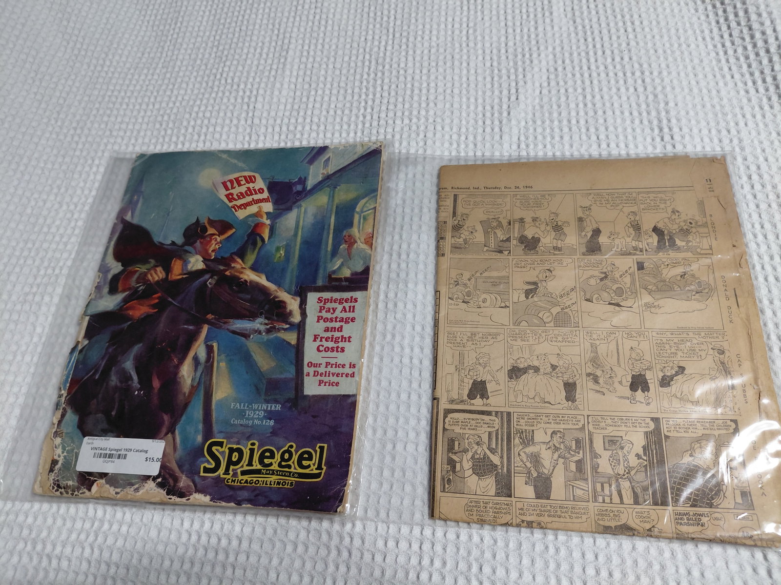 Lot of 1929 Spiegel Catalogue and 1946 Partial Newspaper (1 of 8)