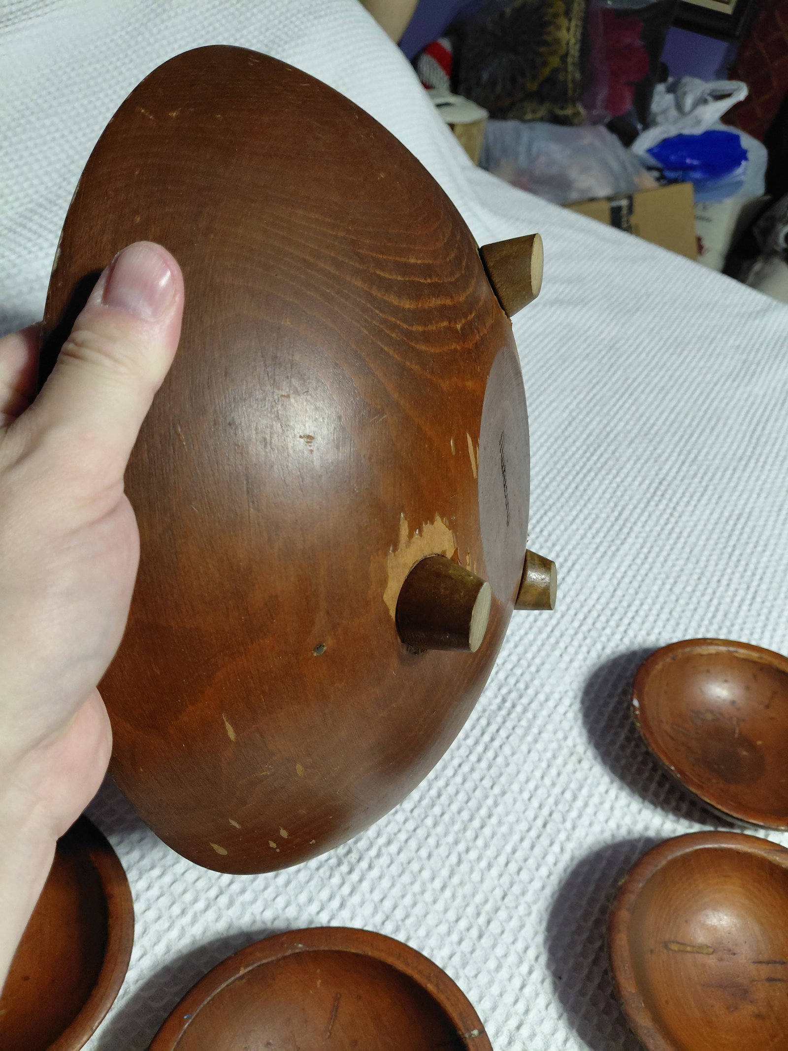 Rare Vintage Munising Primitive Wood Bowl Set / as seen - 5