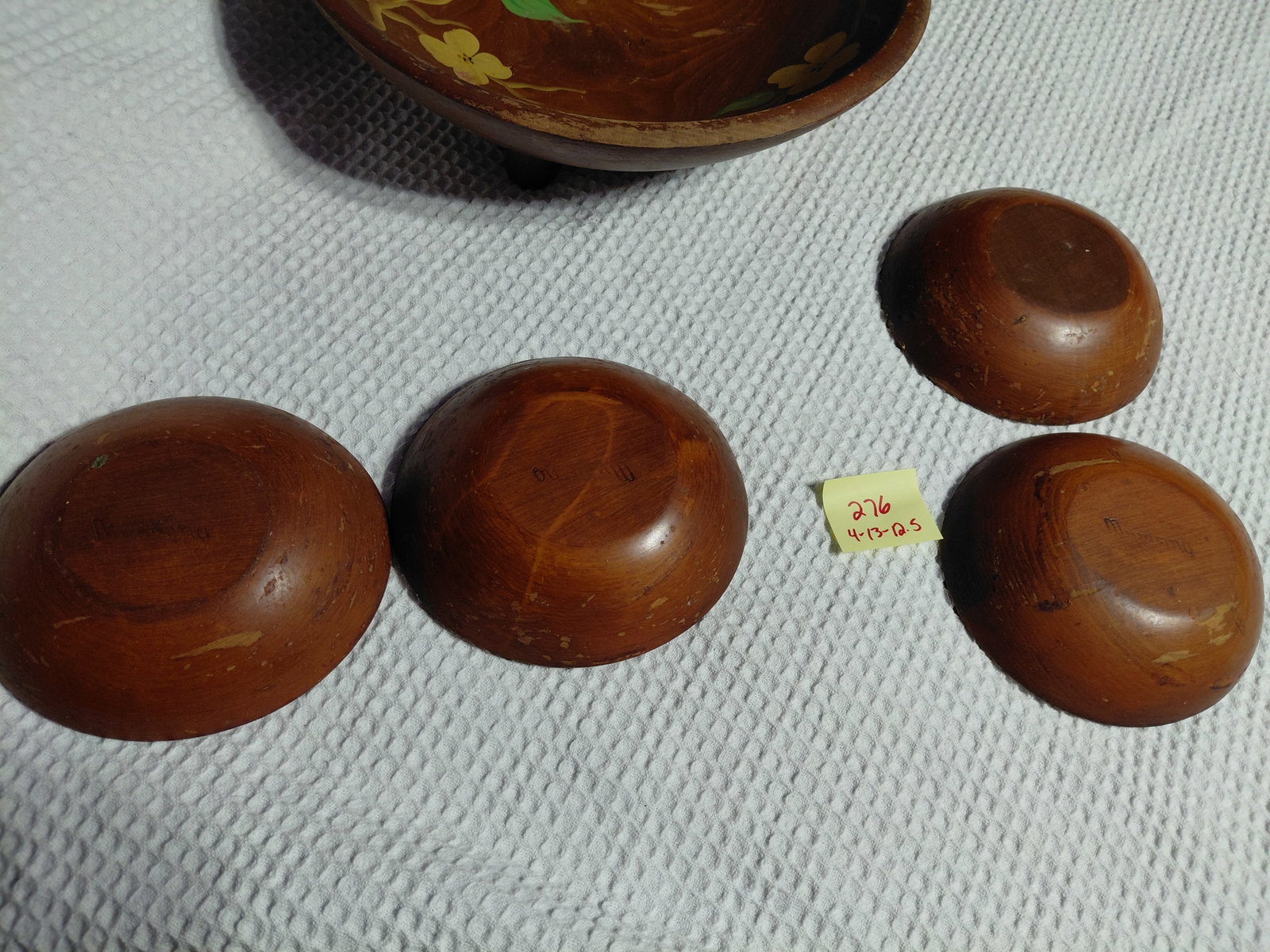 Rare Vintage Munising Primitive Wood Bowl Set / as seen - 6