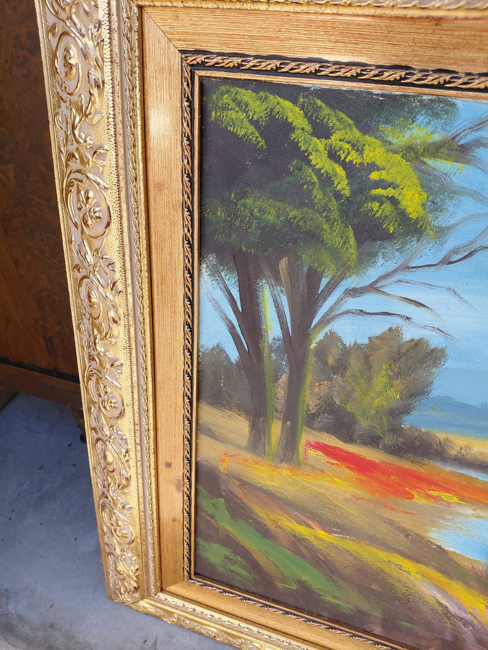 Beautiful Framed Oil on Canvas Cottage by the River / Artist Signed - 5