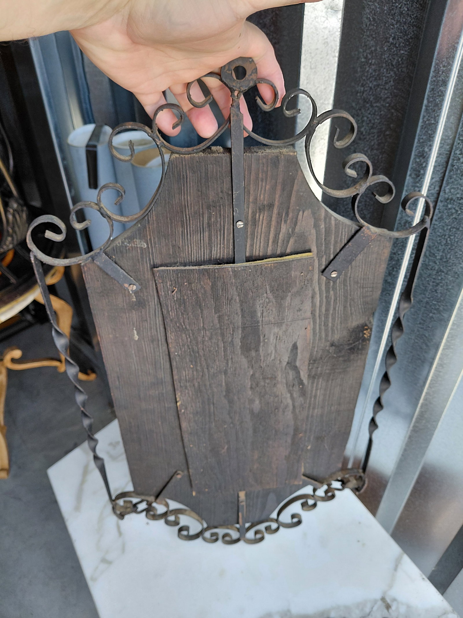 Vintage Mid Century Spanish Revival Wood & Iron Wall Sconce / as seen - 7