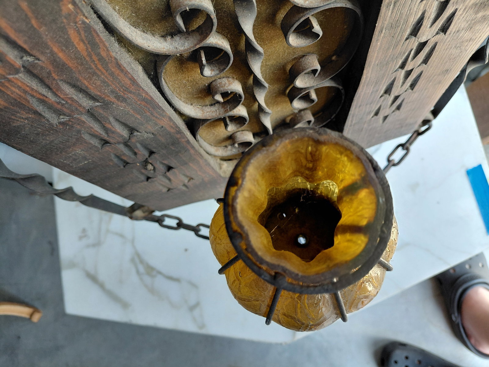 Vintage Mid Century Spanish Revival Wood & Iron Wall Sconce / as seen - 8