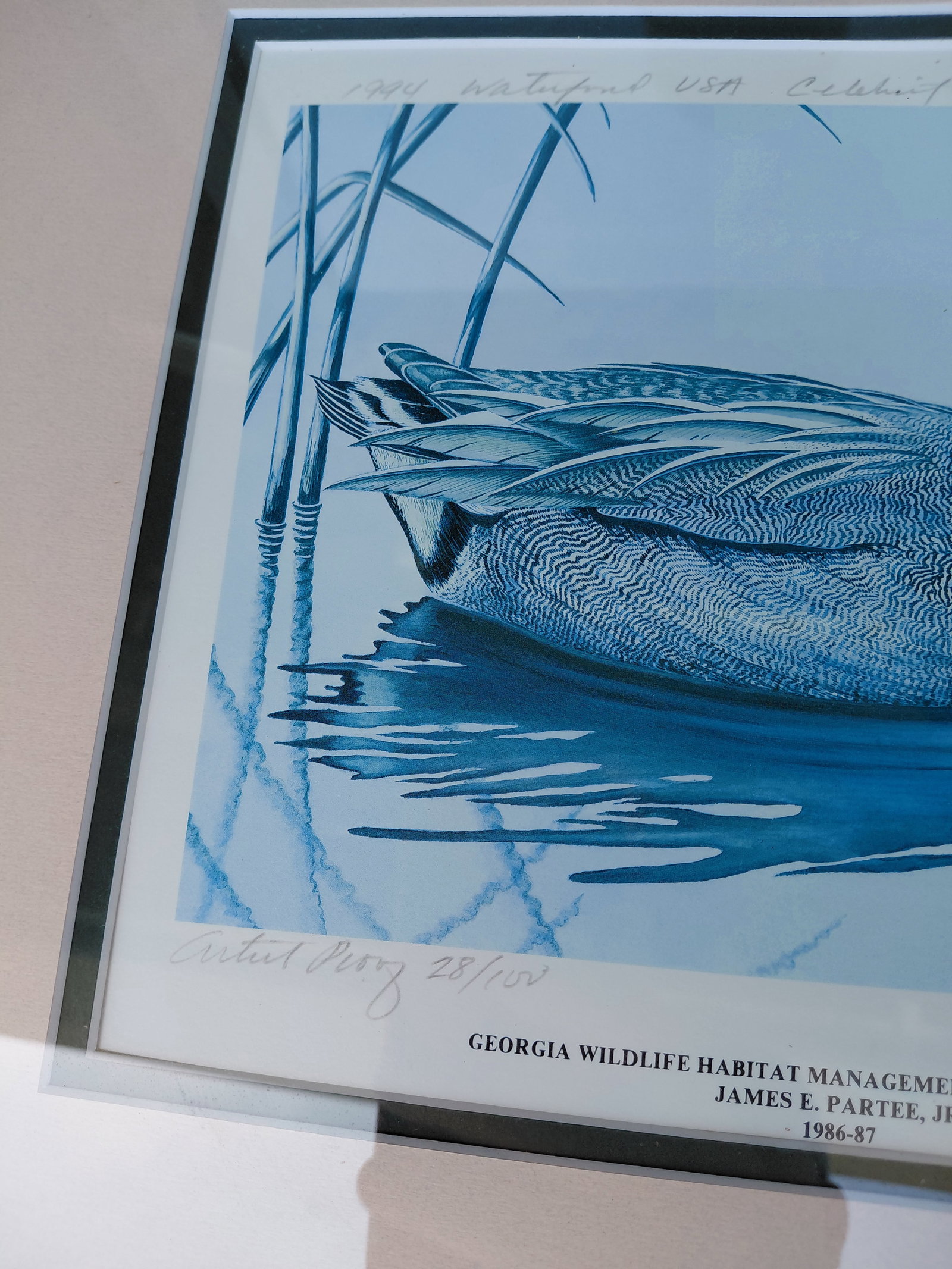 Signed and Framed Artist Proof for Georgia Wildlife Habitat Area Stamp by James Partee 1986-87 - 4