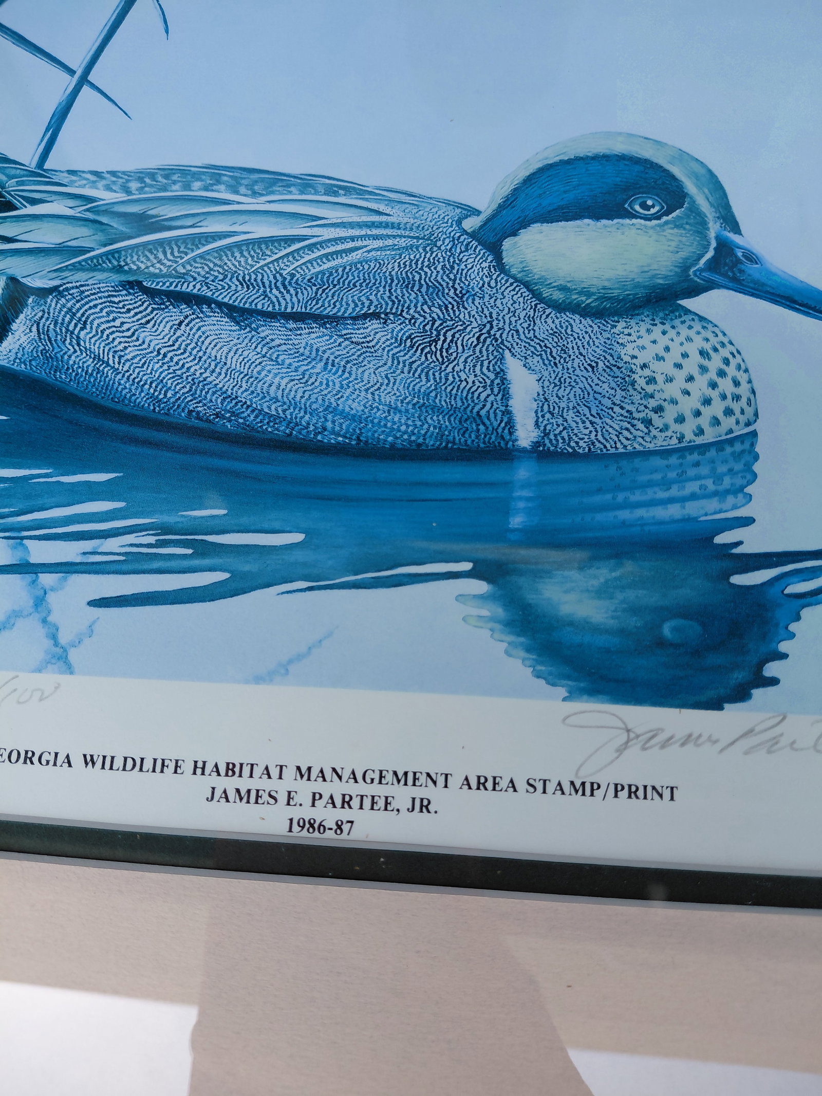 Signed and Framed Artist Proof for Georgia Wildlife Habitat Area Stamp by James Partee 1986-87 - 5