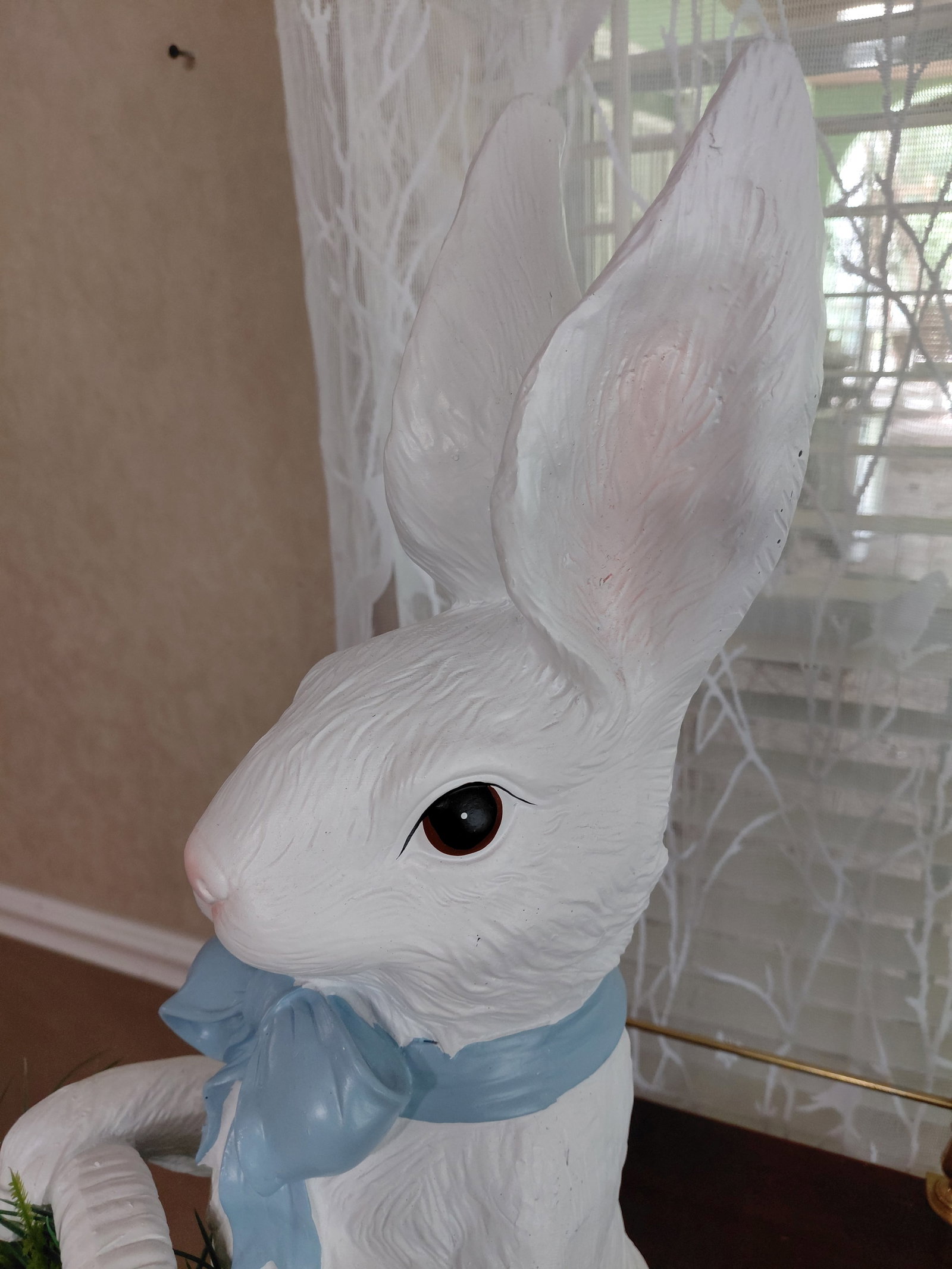 Large Resin Bunny Rabbit Statue with Basket - 3