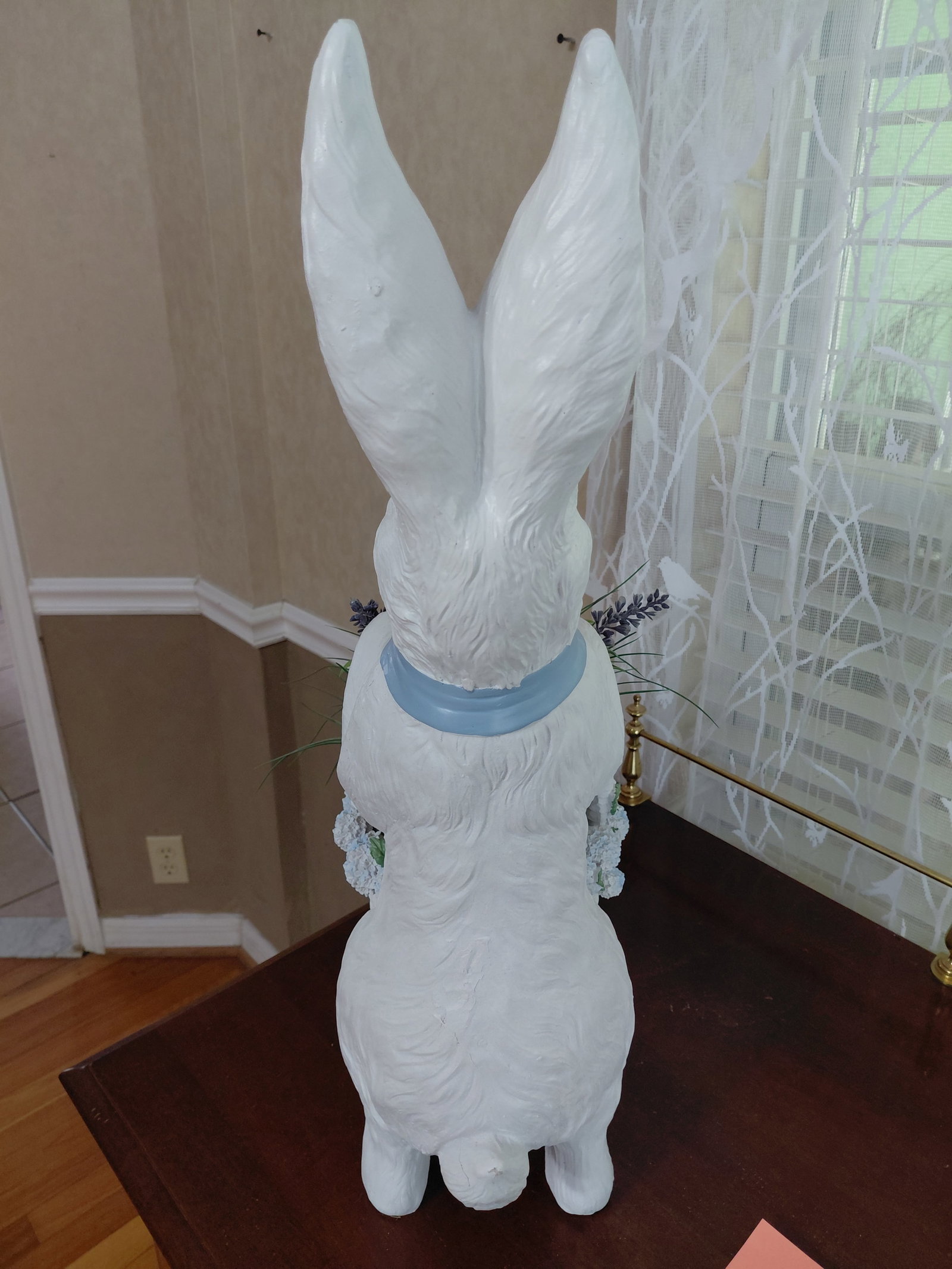 Large Resin Bunny Rabbit Statue with Basket - 7