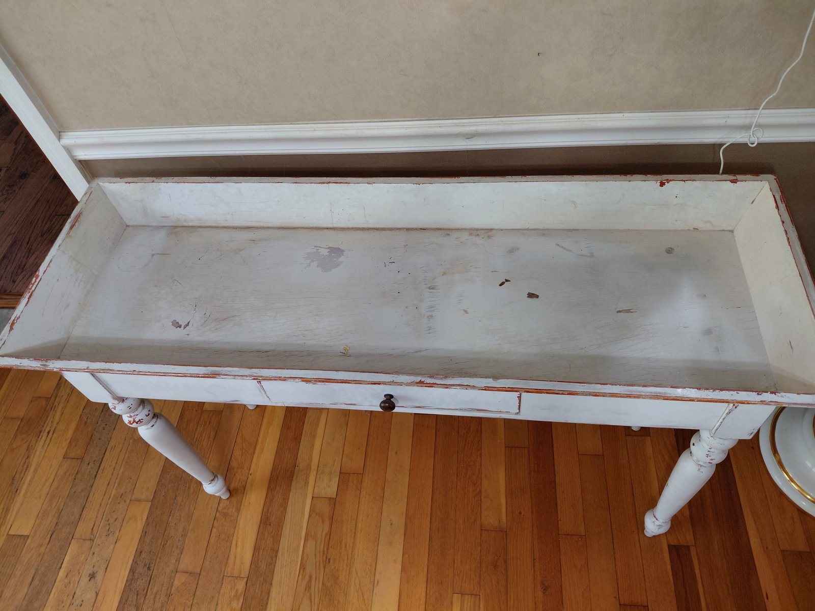 Large Unique Country Farmhouse Distressed Wood Dry Sink Table / Conditon issue with Drawer missing - 3