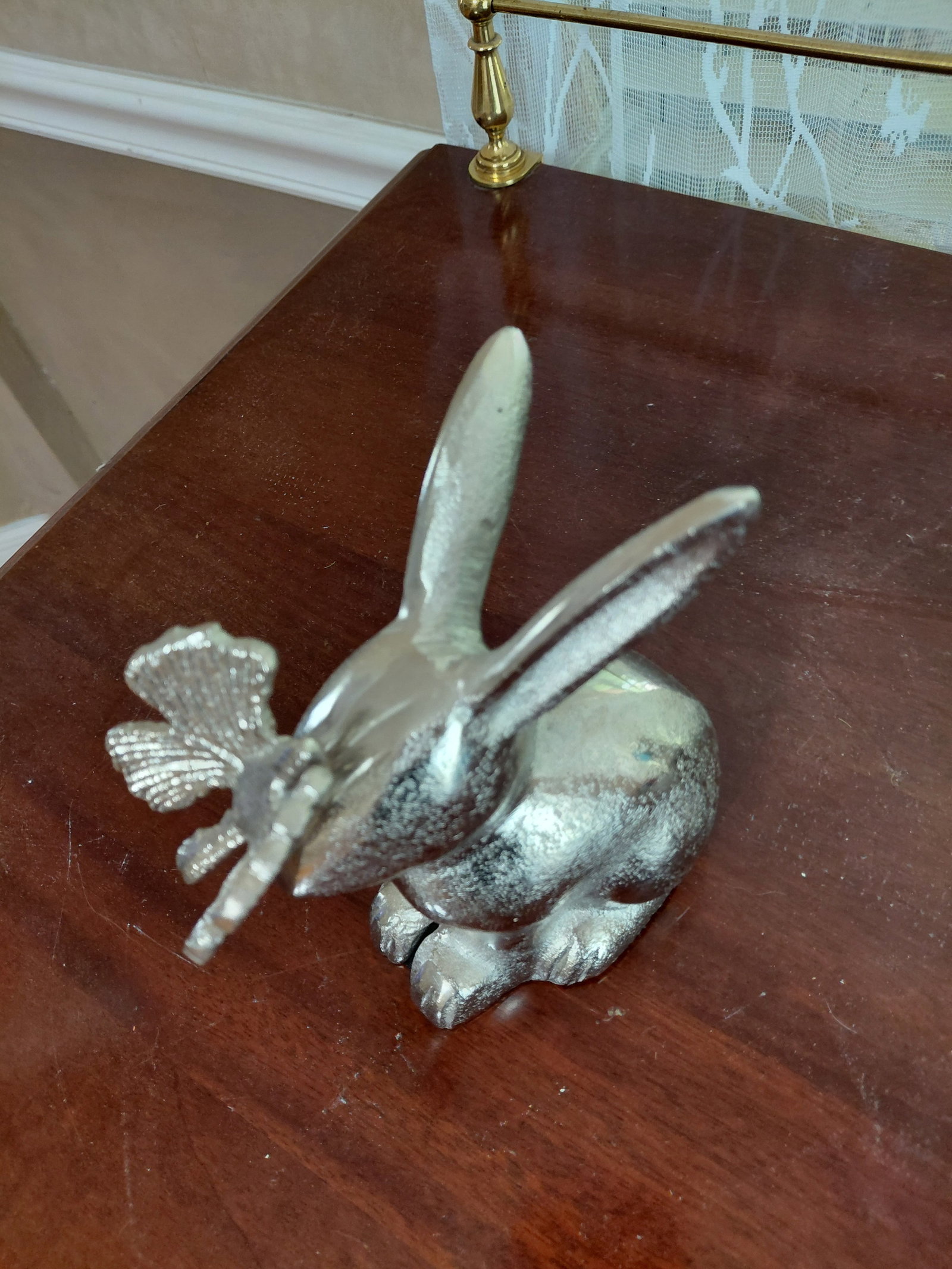 Silver Metal Bunny Rabbit Statue - 3
