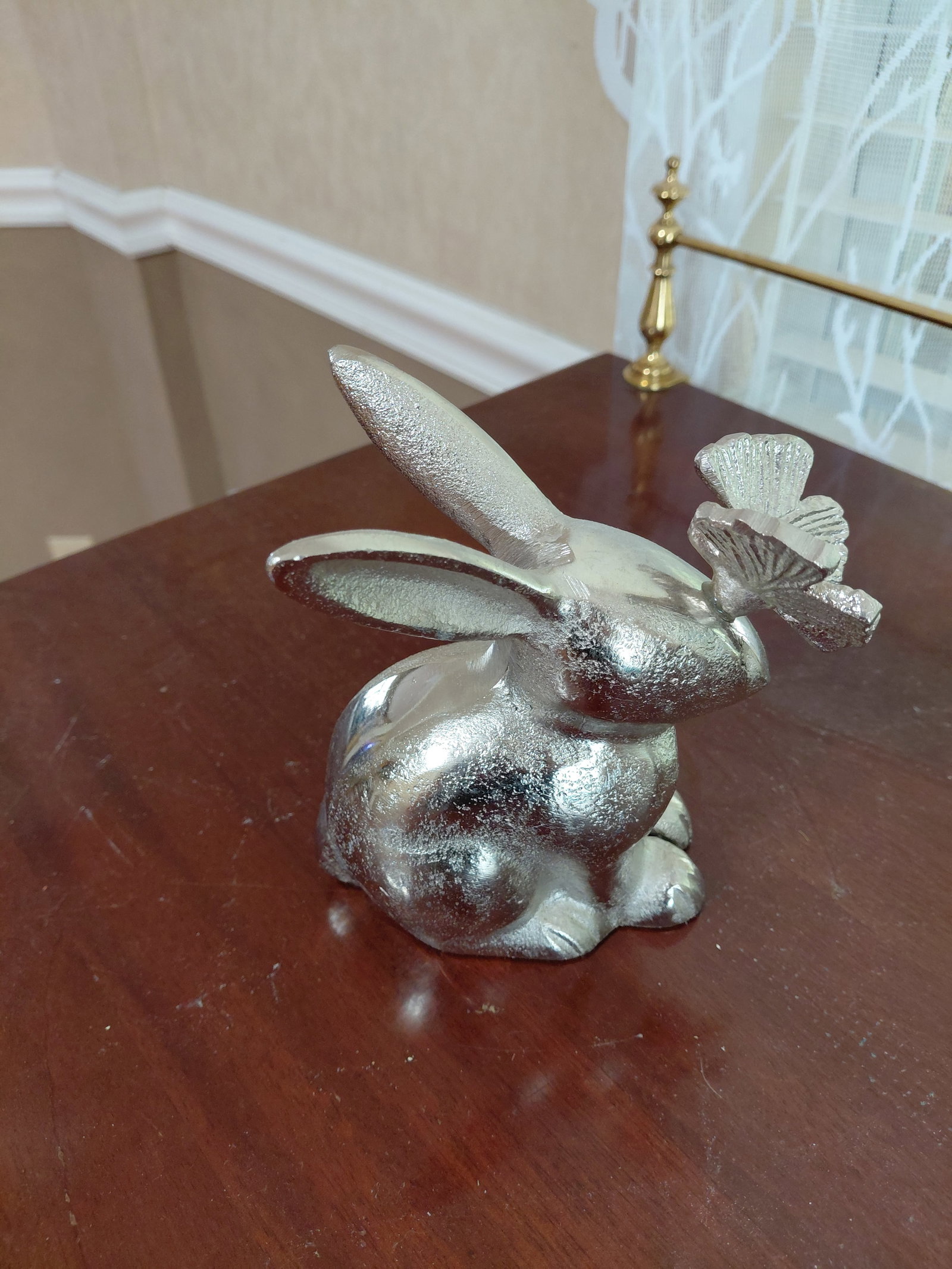 Silver Metal Bunny Rabbit Statue - 4