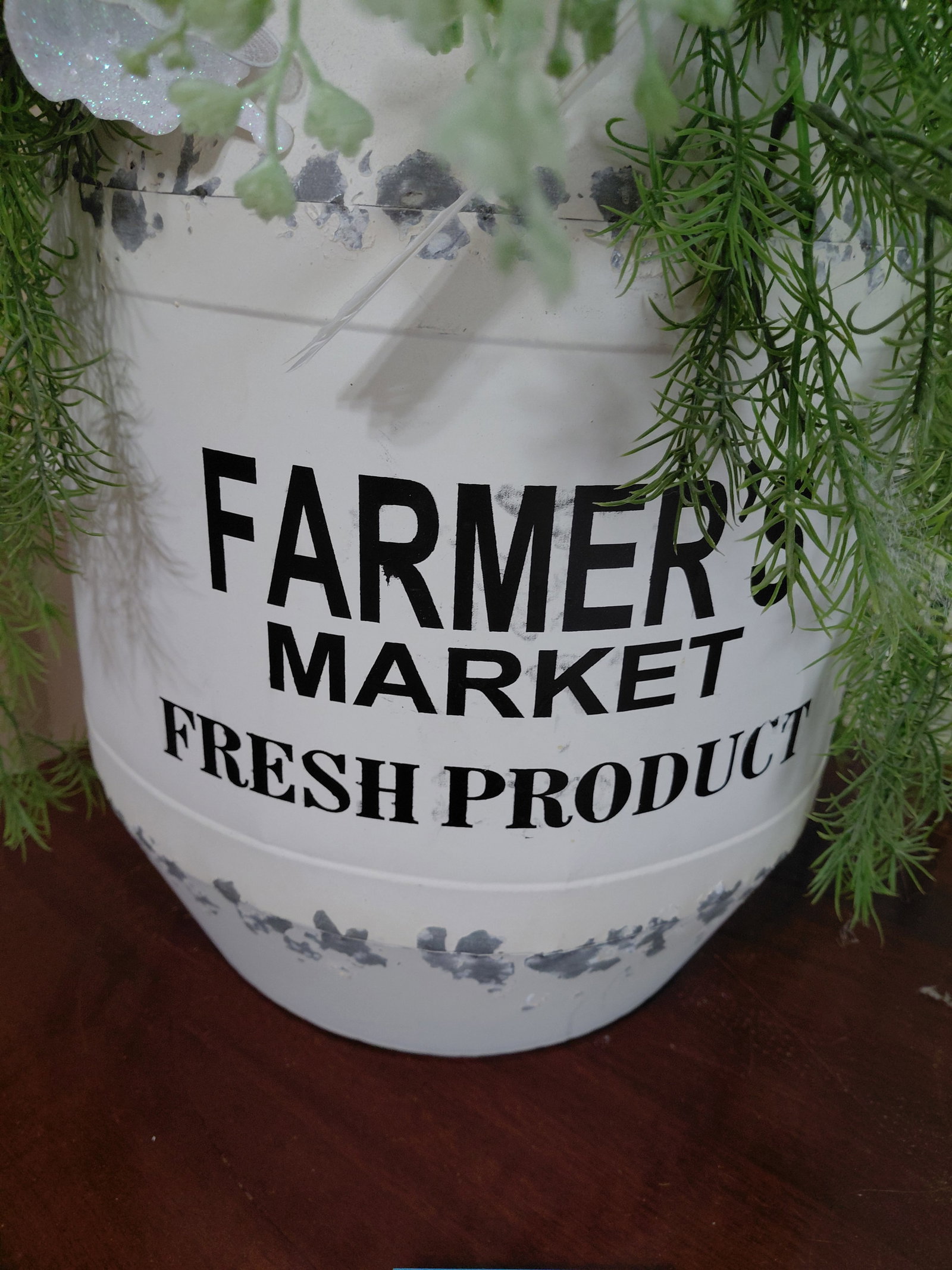 Metal Farmers Market Barrel with Greenery and Bird D?cor - 3