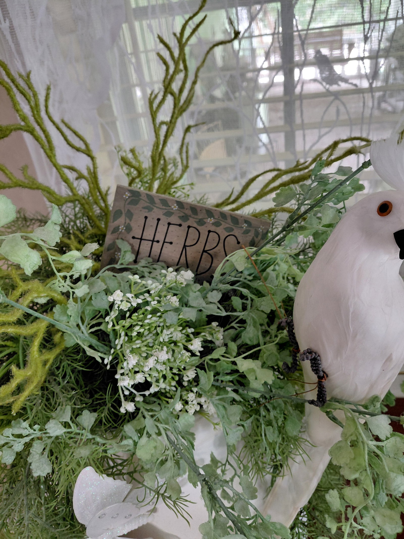 Metal Farmers Market Barrel with Greenery and Bird D?cor - 5