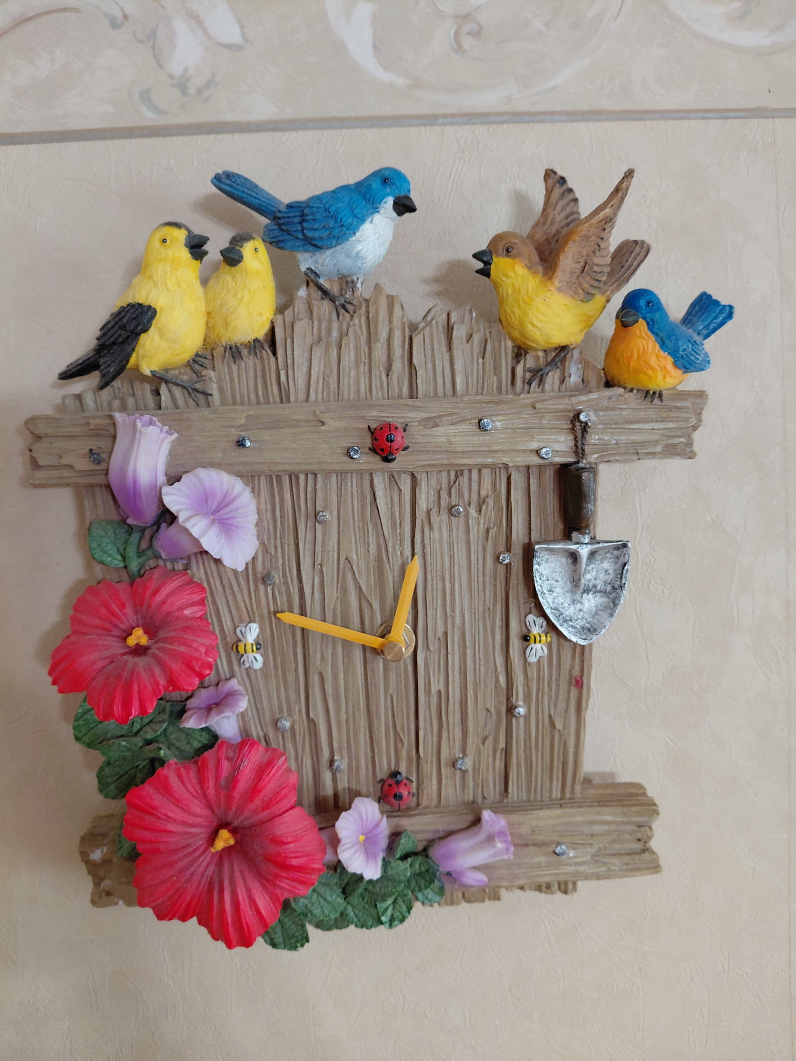 Lot of Bird Decoration / Clock untested with damage on back as seen - 6