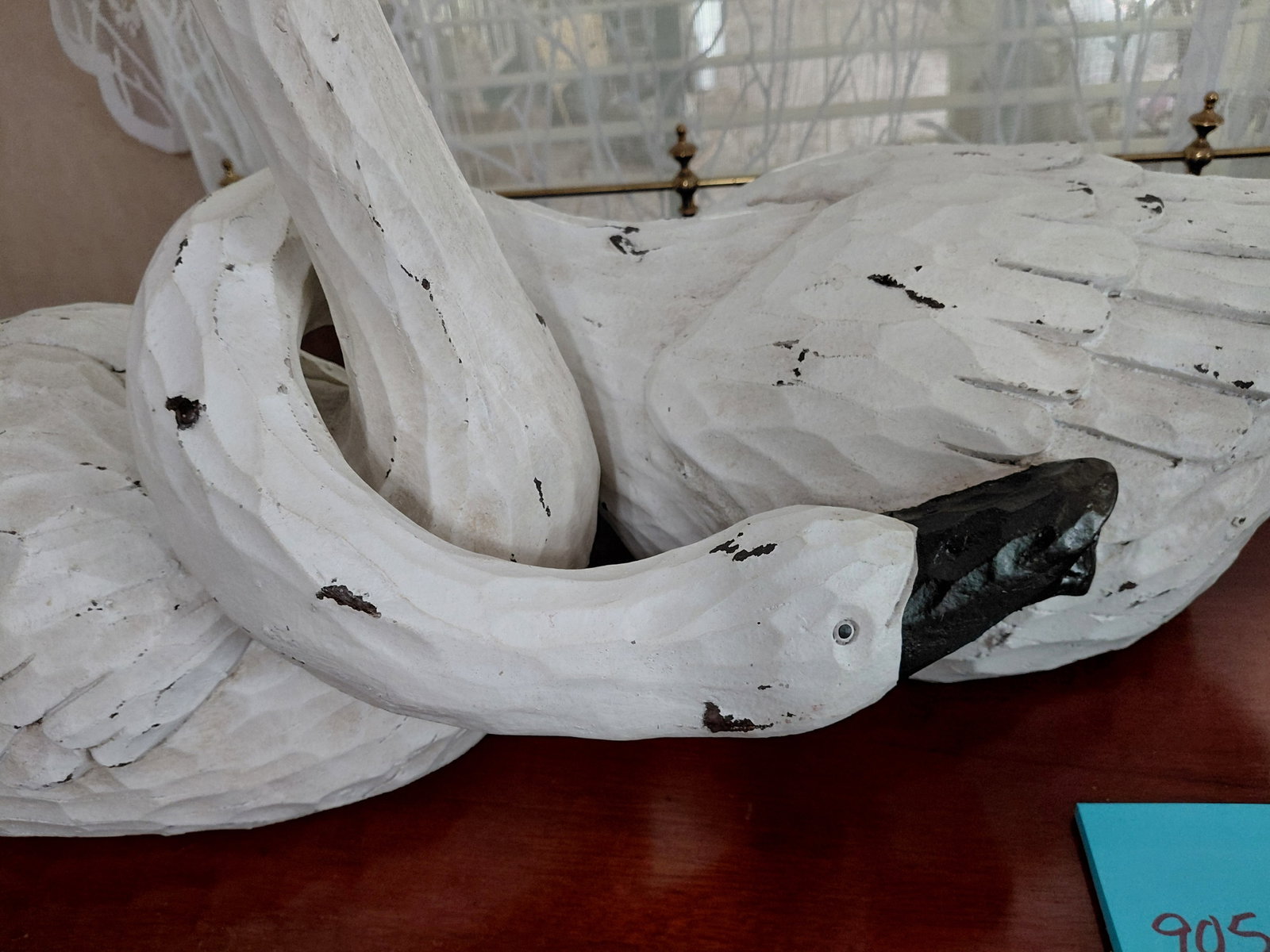 Beautiful Pair of Ceramic Lover Swans / Distressed Finish / No visible cracks or chips - 3