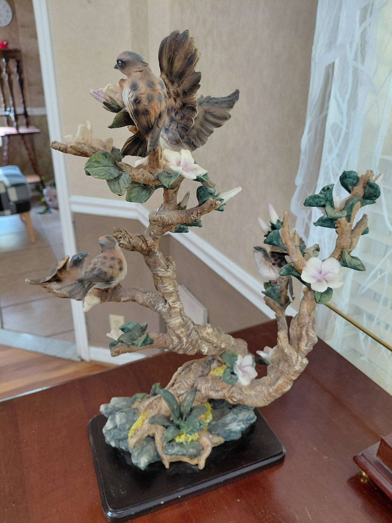 Large Resin Birds on a Branch Statue - 7