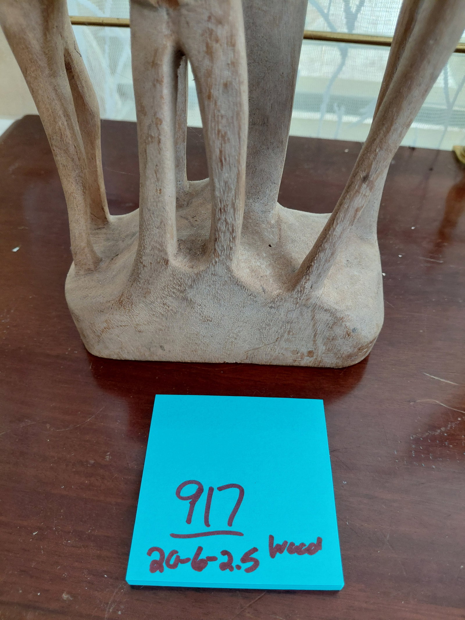 Modernist Carved Wood Statue Family / Arm is not missing it is as made / some cracking as seen in - 2
