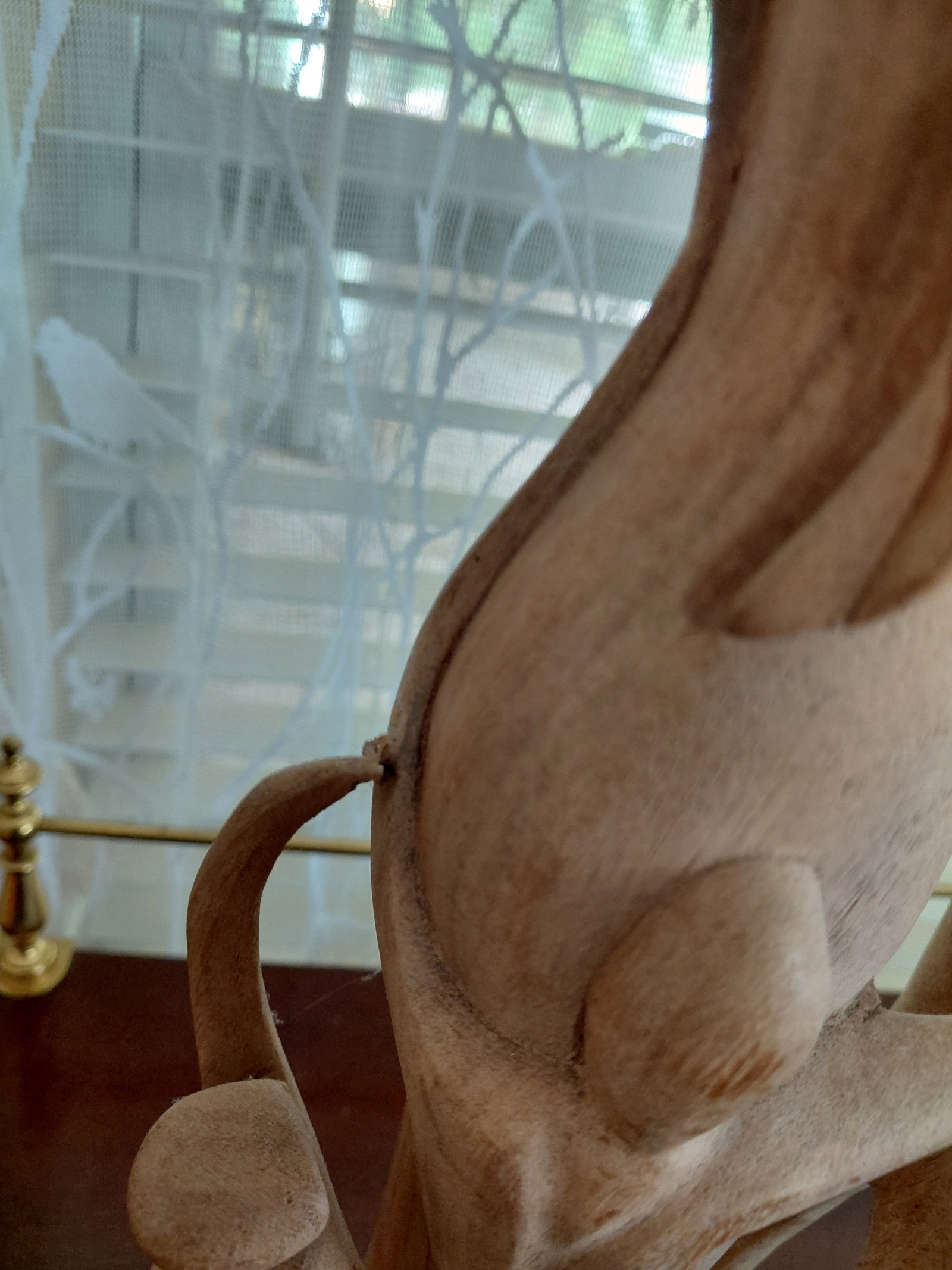Modernist Carved Wood Statue Family / Arm is not missing it is as made / some cracking as seen in - 7