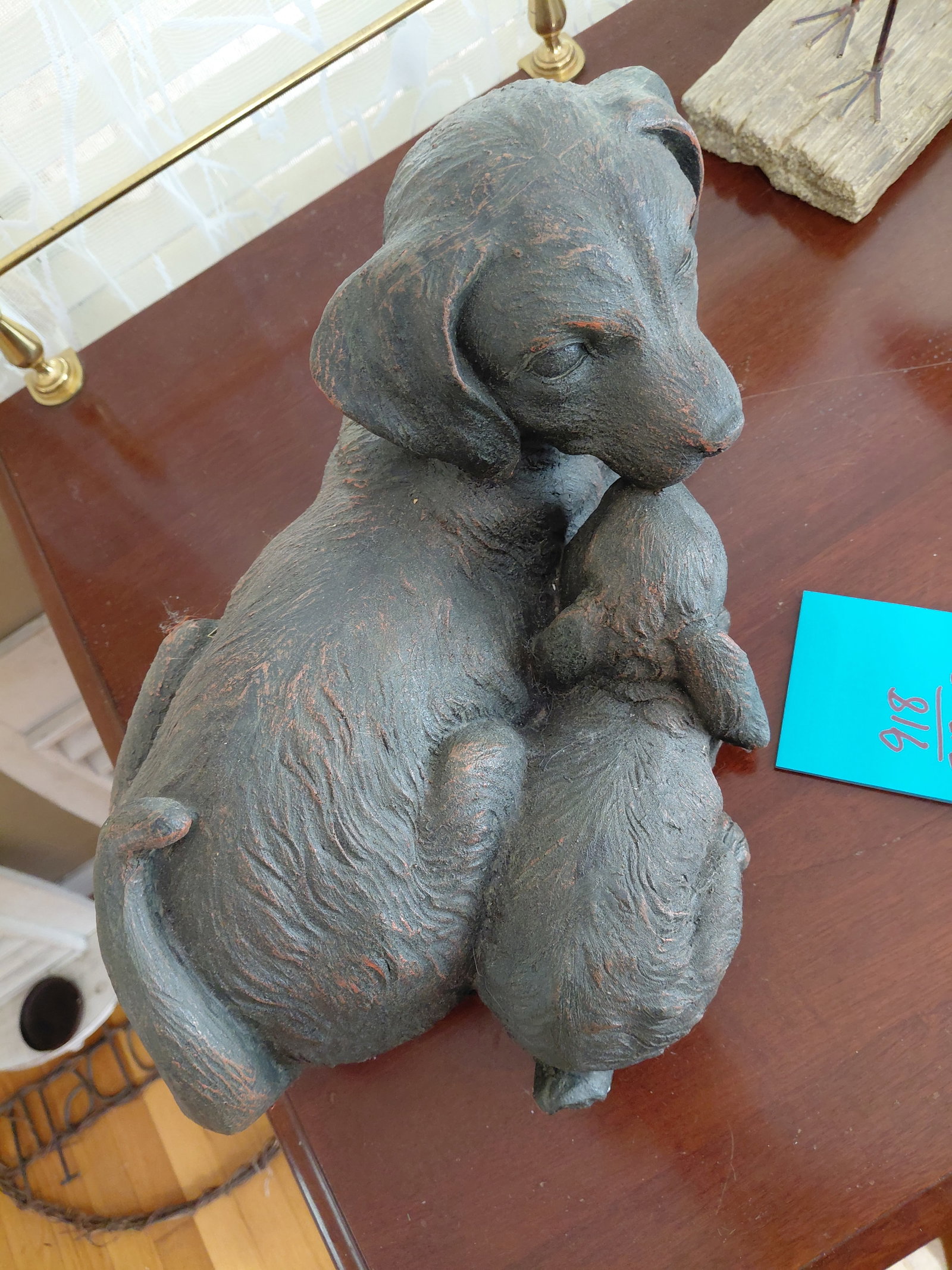 Dog & Bunny Rabbit Resin Statue - 4