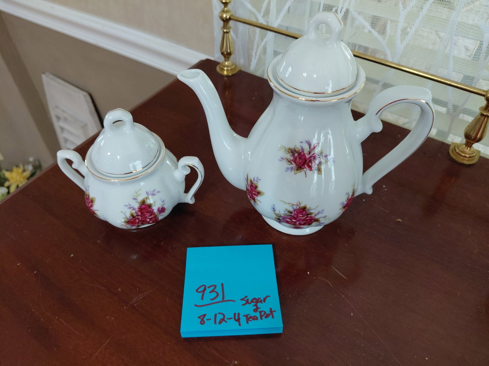 Ornate Porcelain Tea Pot with Sugar Bowl - 2