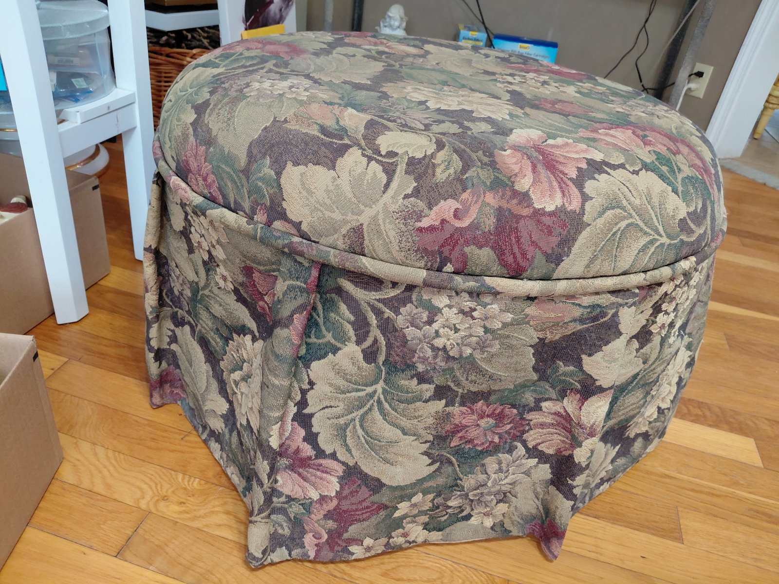 Large Round Floral Footstool - 4