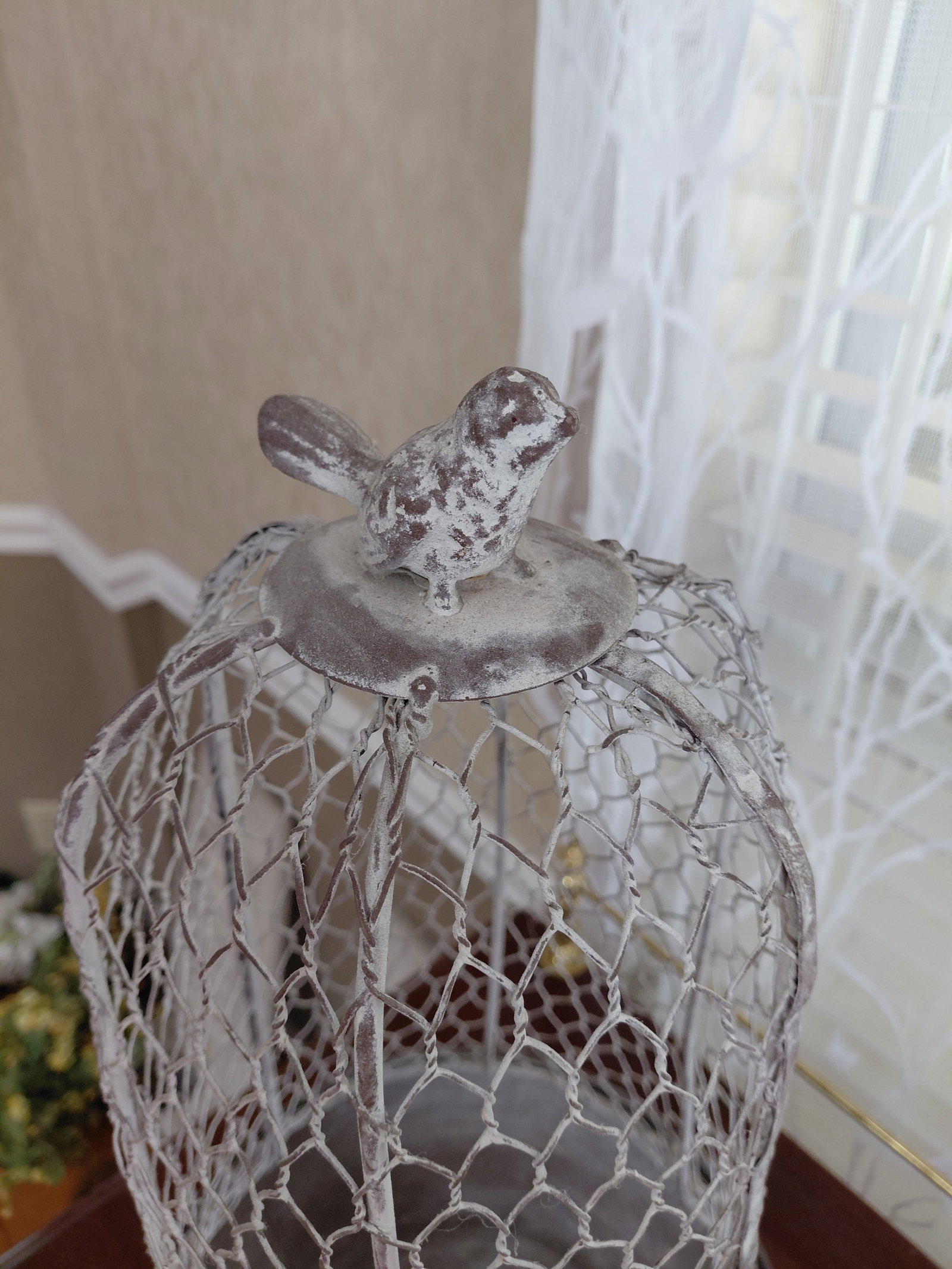 20 inch Chicken Wire Cloche with Bird Finial - 3