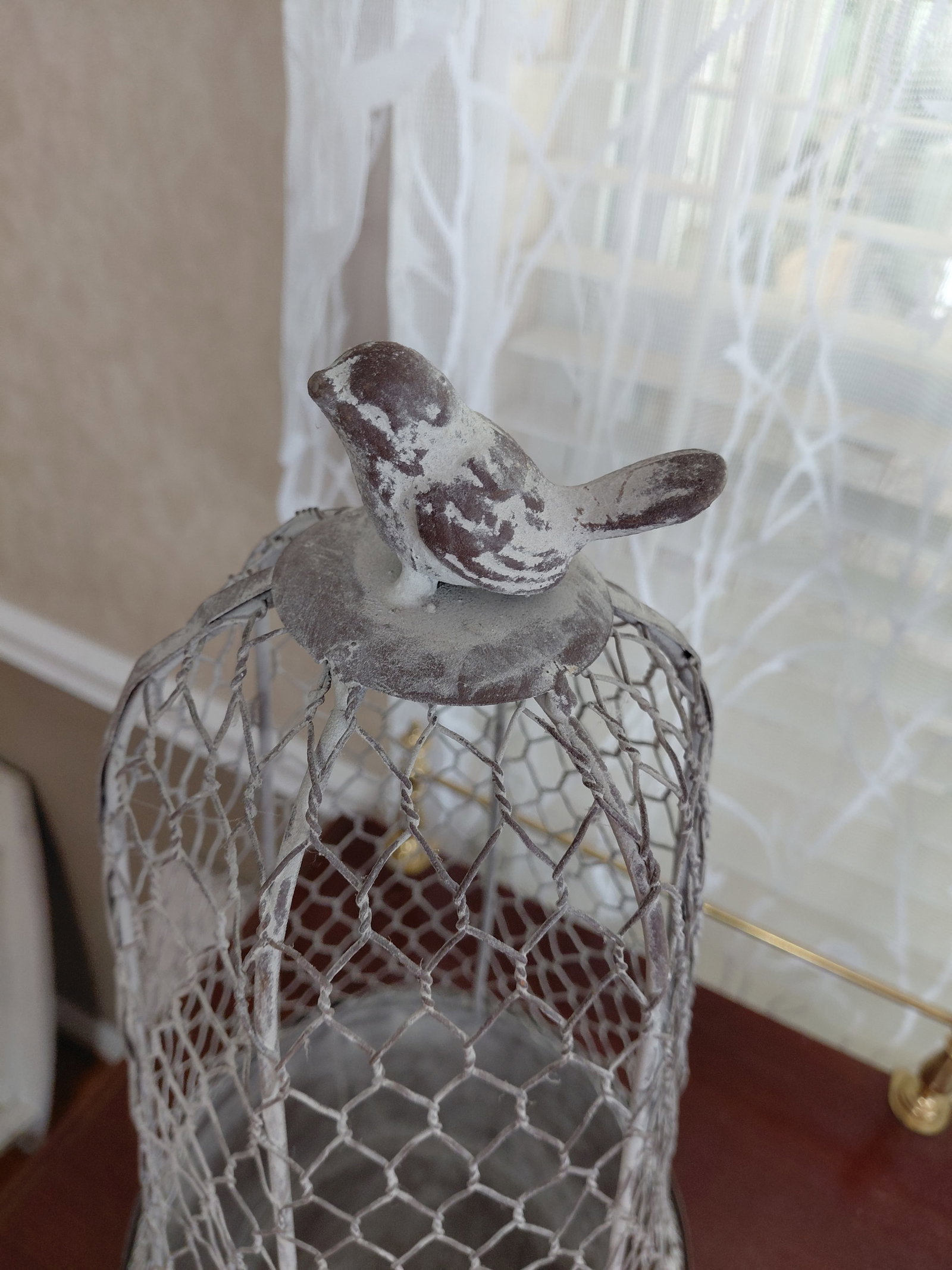 18 inch Chicken Wire Cloche with Bird Finial - 3