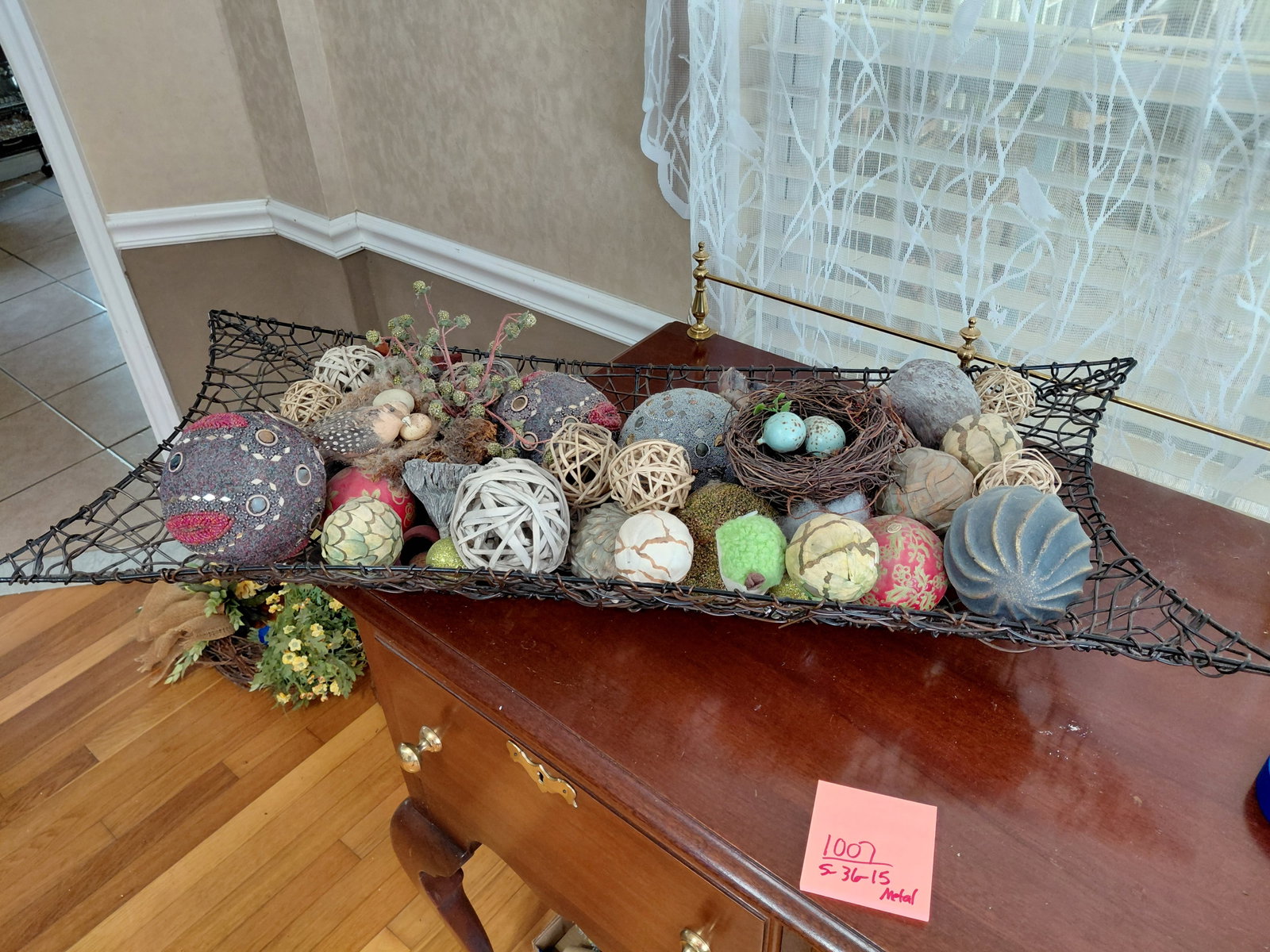 Large Metal Harvest Table Centerpiece with all Decorative Items seen (1 of 9)