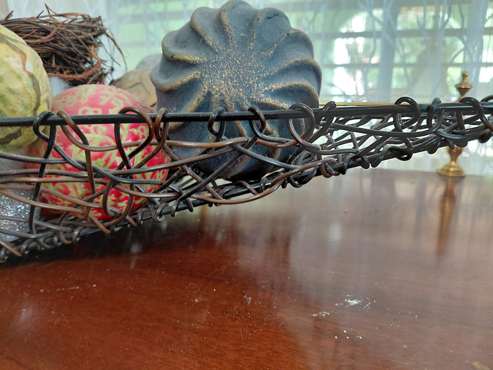 Large Metal Harvest Table Centerpiece with all Decorative Items seen - 9