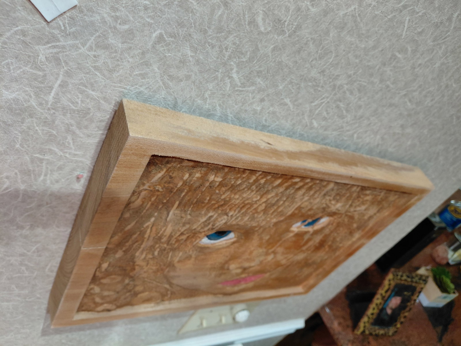 Large Heavy Artist Carved Wood / Childs Face by artist Richard Walker in Mobile AL - 6