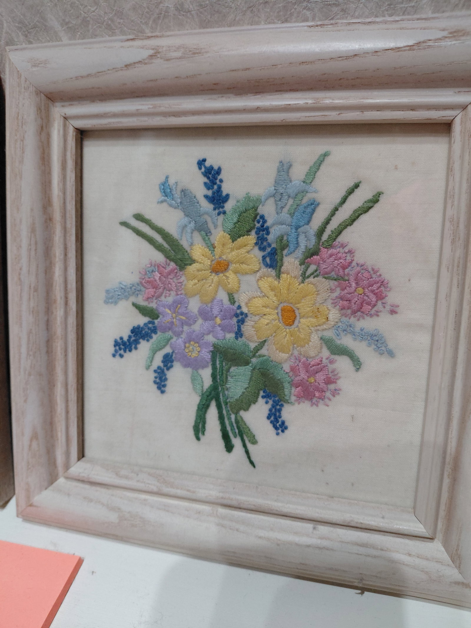 Pair of Framed Embroidery pieces / History on back - 3