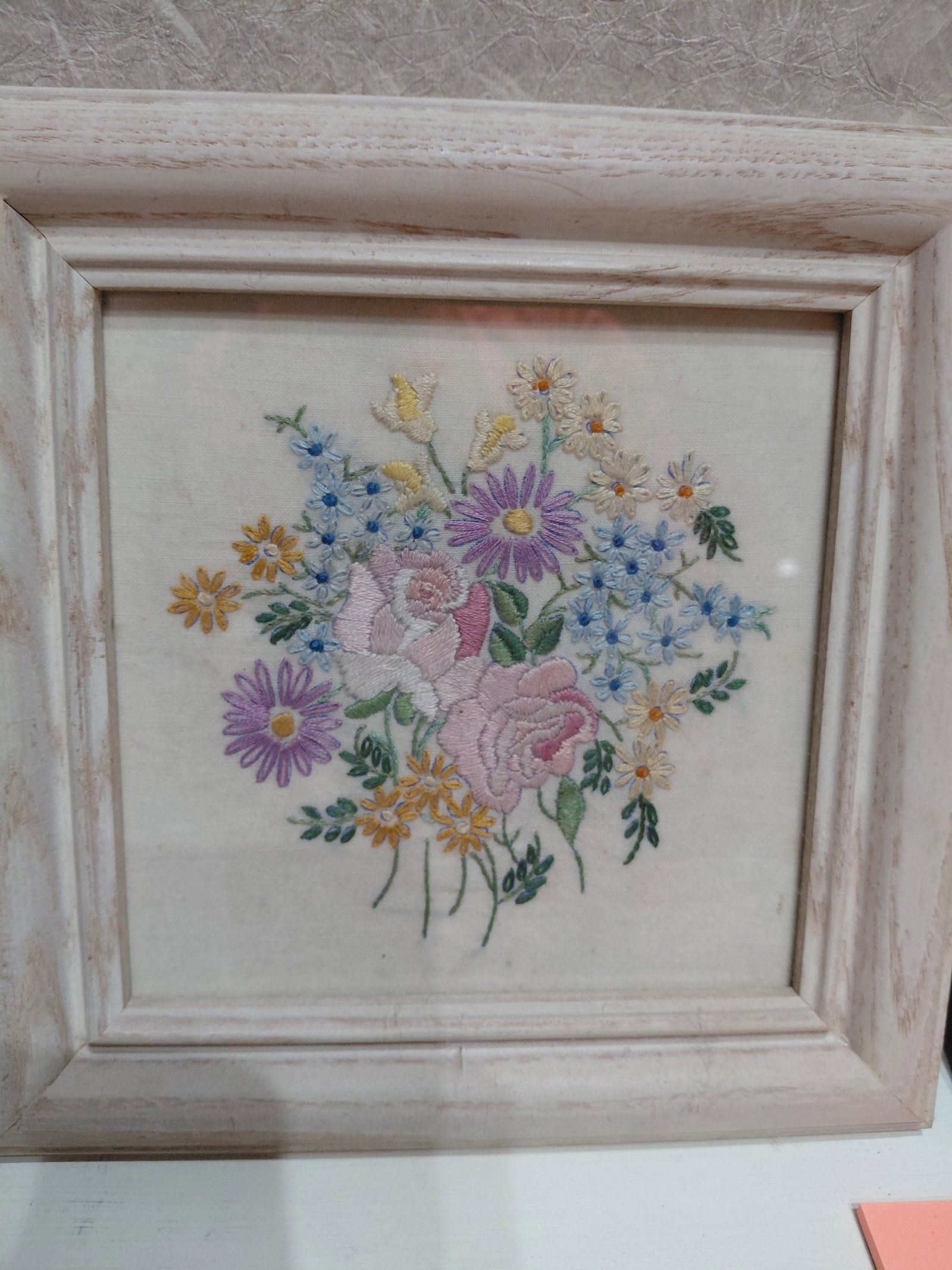 Pair of Framed Embroidery pieces / History on back - 4
