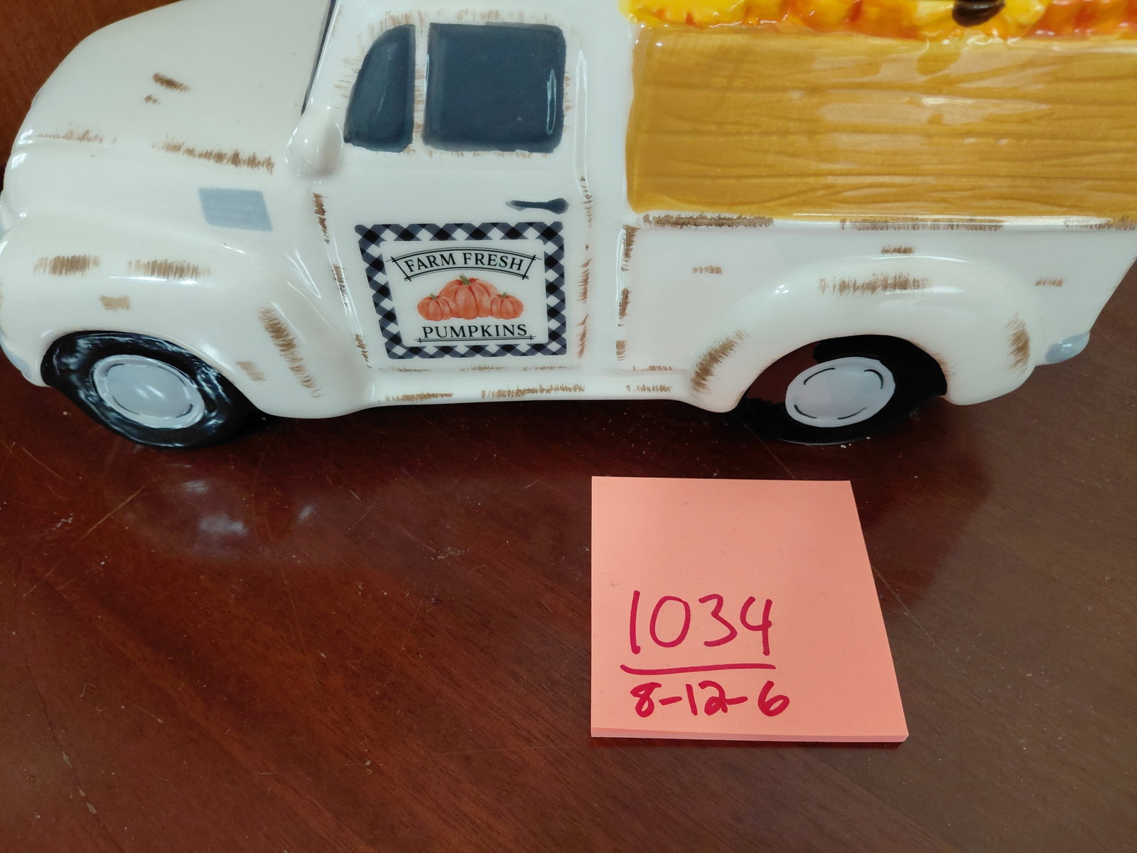 Farm Fresh Pumpkins Delivery Truck Ceramic Cookie Jar - 2