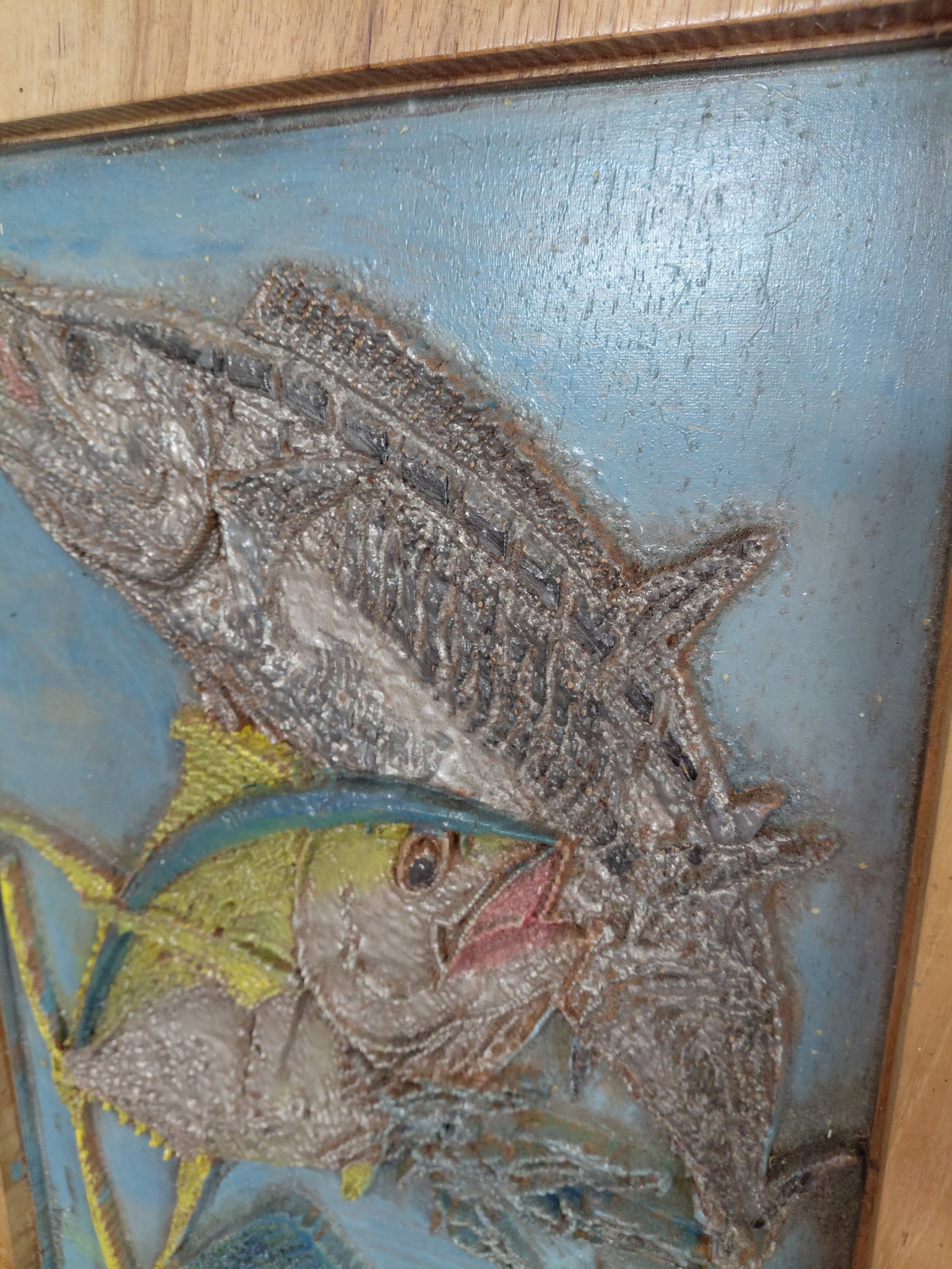 Large Heavy Artist Carved Wood / Fish by artist Richard Walker in Mobile AL - 4