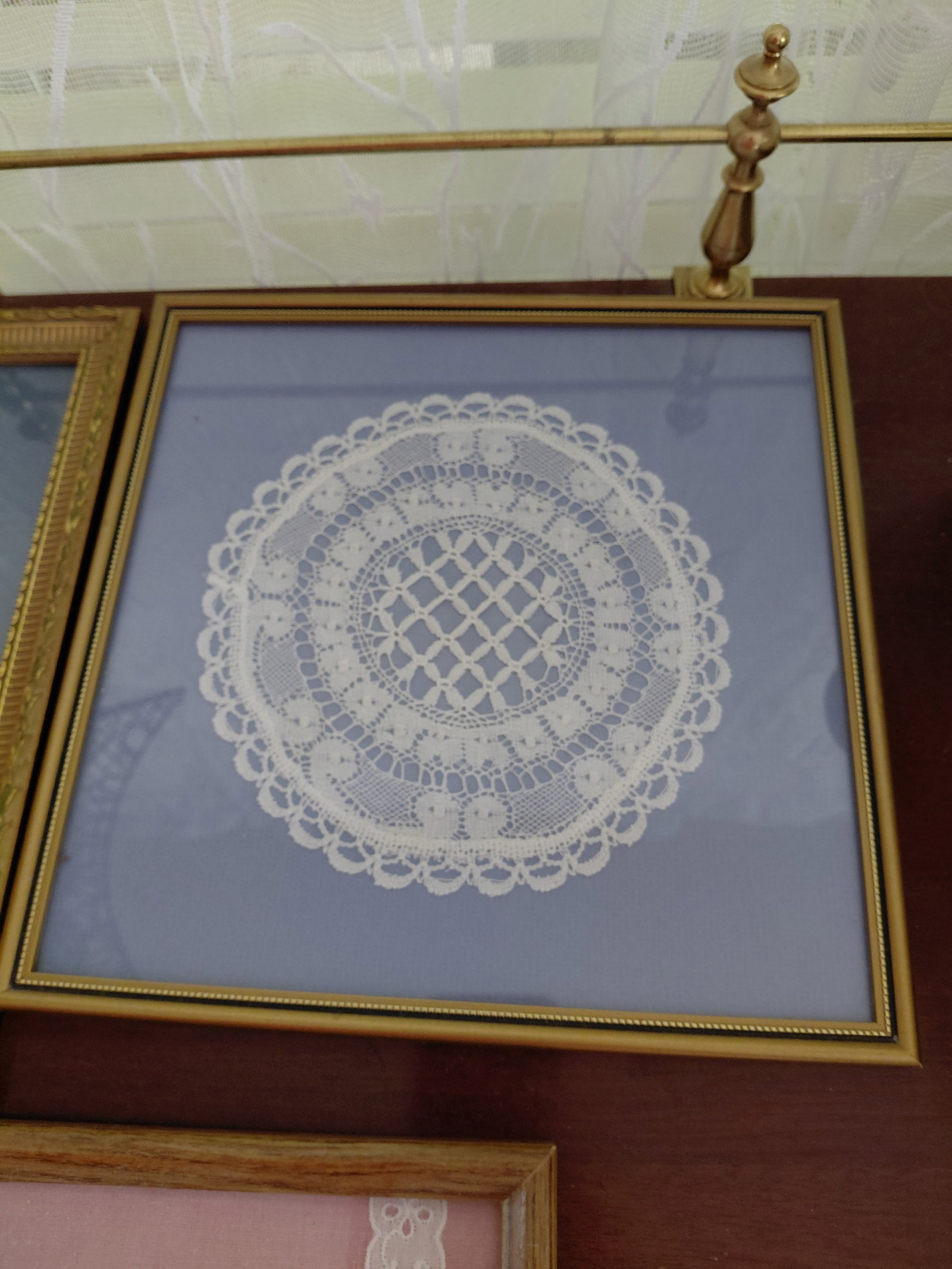 Large Lot of Vintage Framed Crochet Pieces - 7