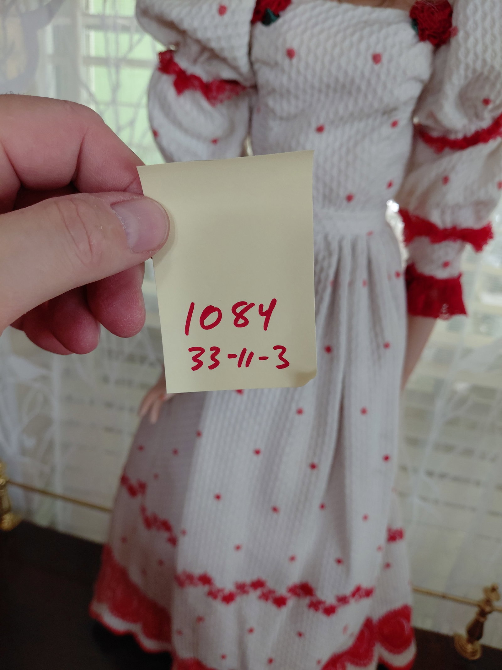 Tall and Heavy Porcelain Doll / repair to hand as seen - 2