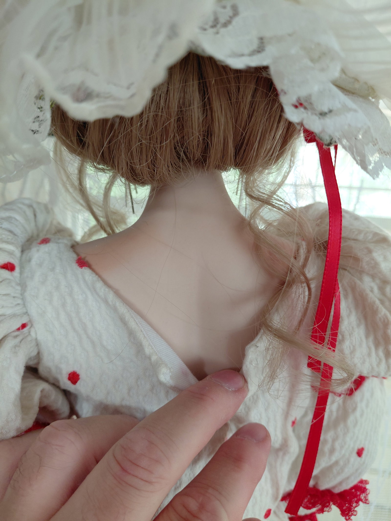 Tall and Heavy Porcelain Doll / repair to hand as seen - 7