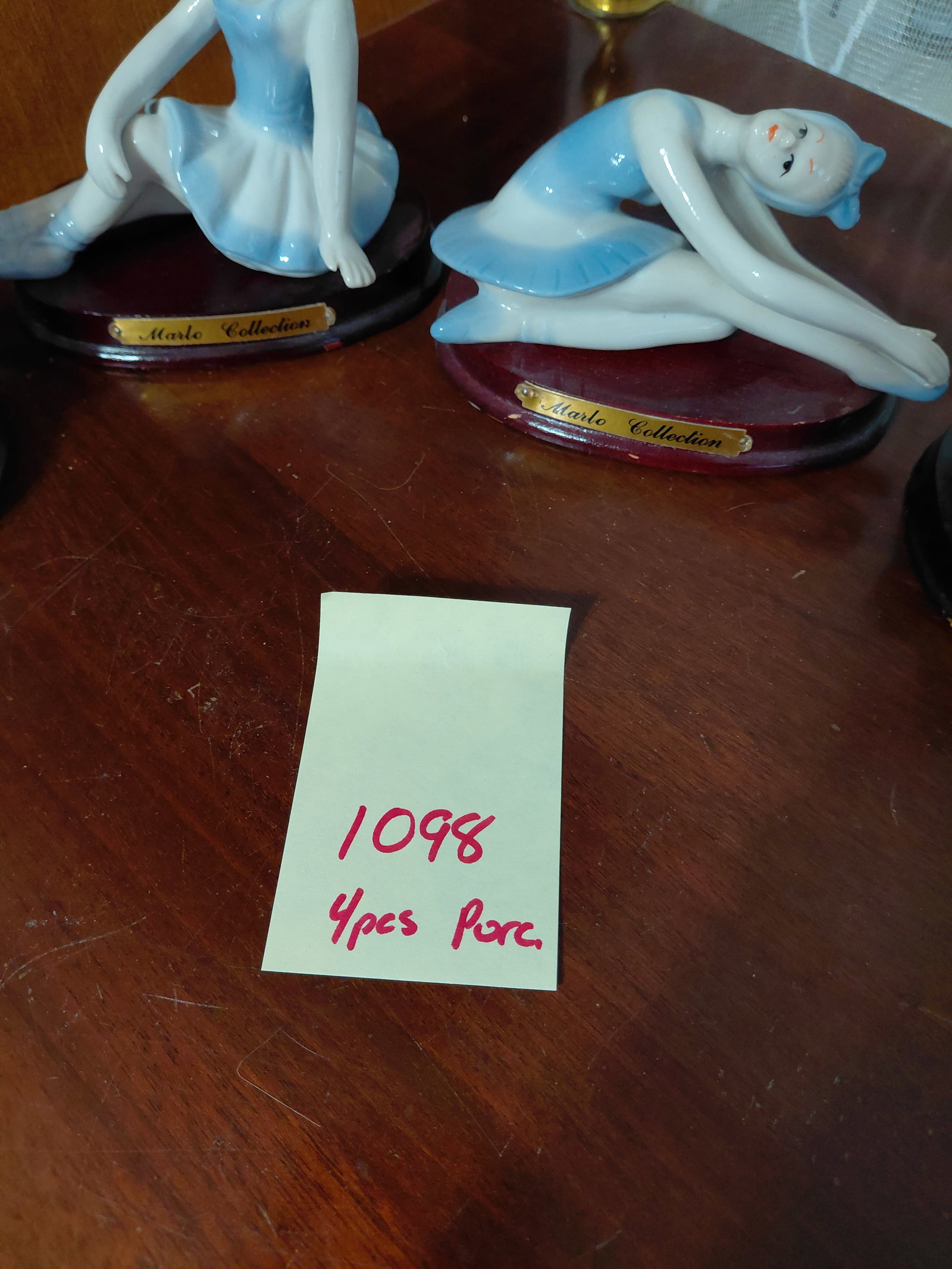 Lot of 4 Porcelain Ballarena Figurines on wood bases - 2